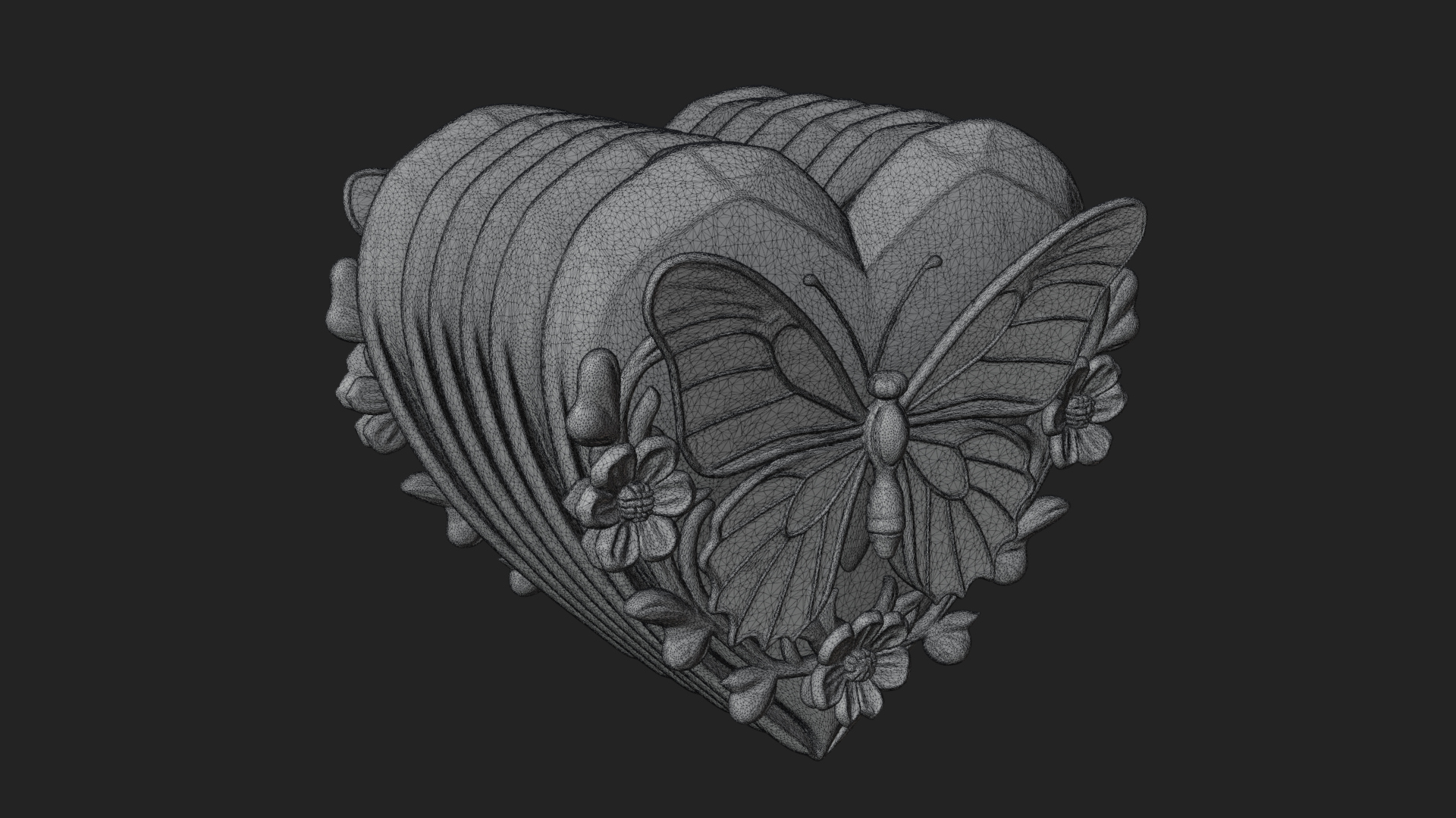 Butterfly Carved Heart Plaque Design 2 3D Print Model 3D Model
