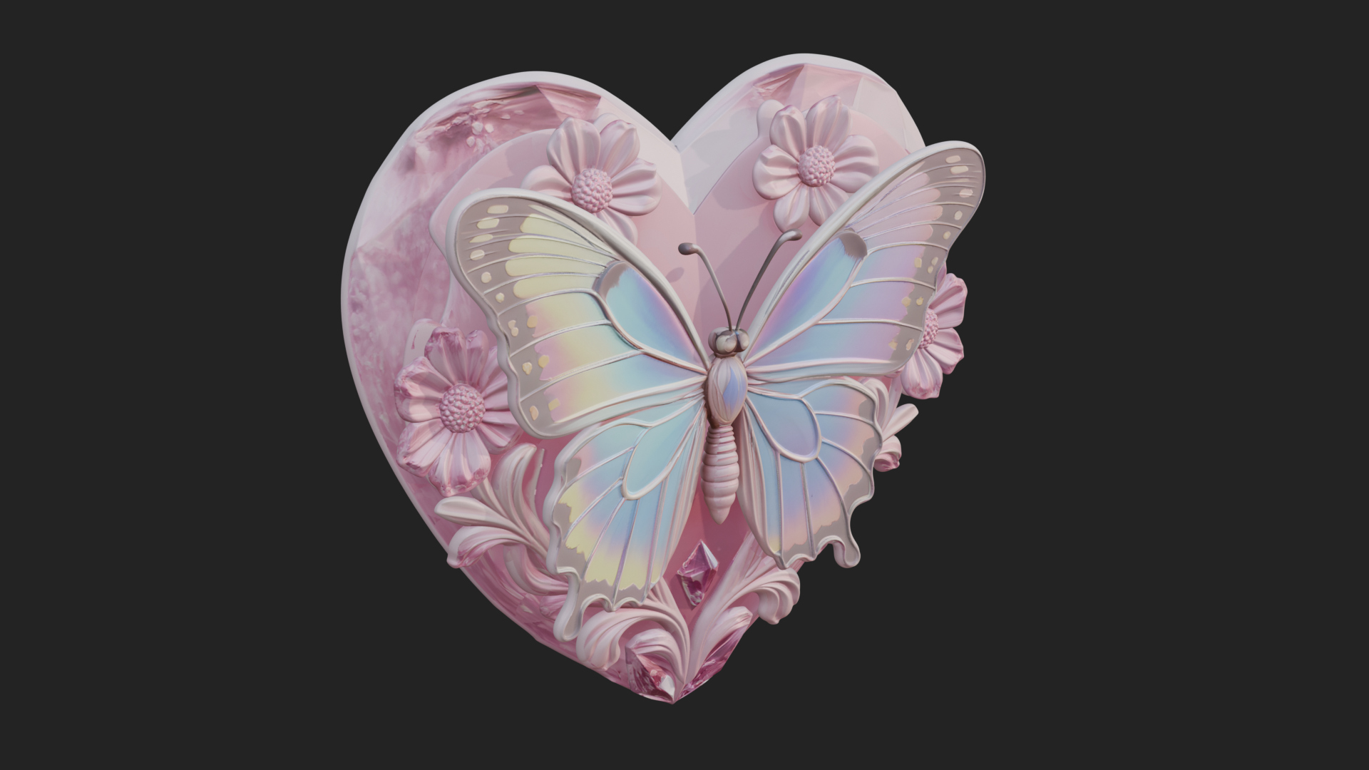 Butterfly Carved Heart Plaque Design 3 3D Print Model 3D Model