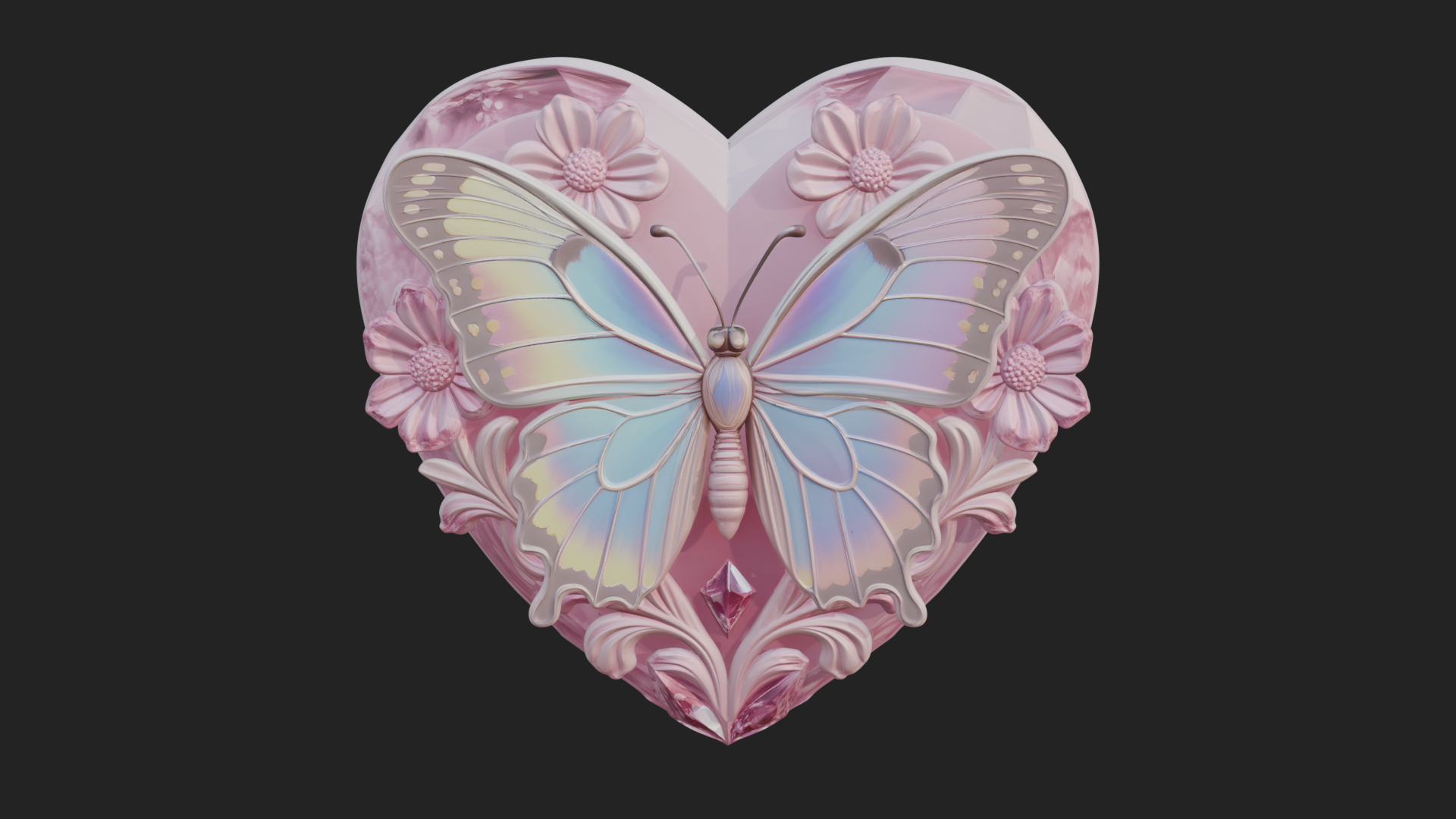Butterfly Carved Heart Plaque Design 3 3D Print Model 3D Model
