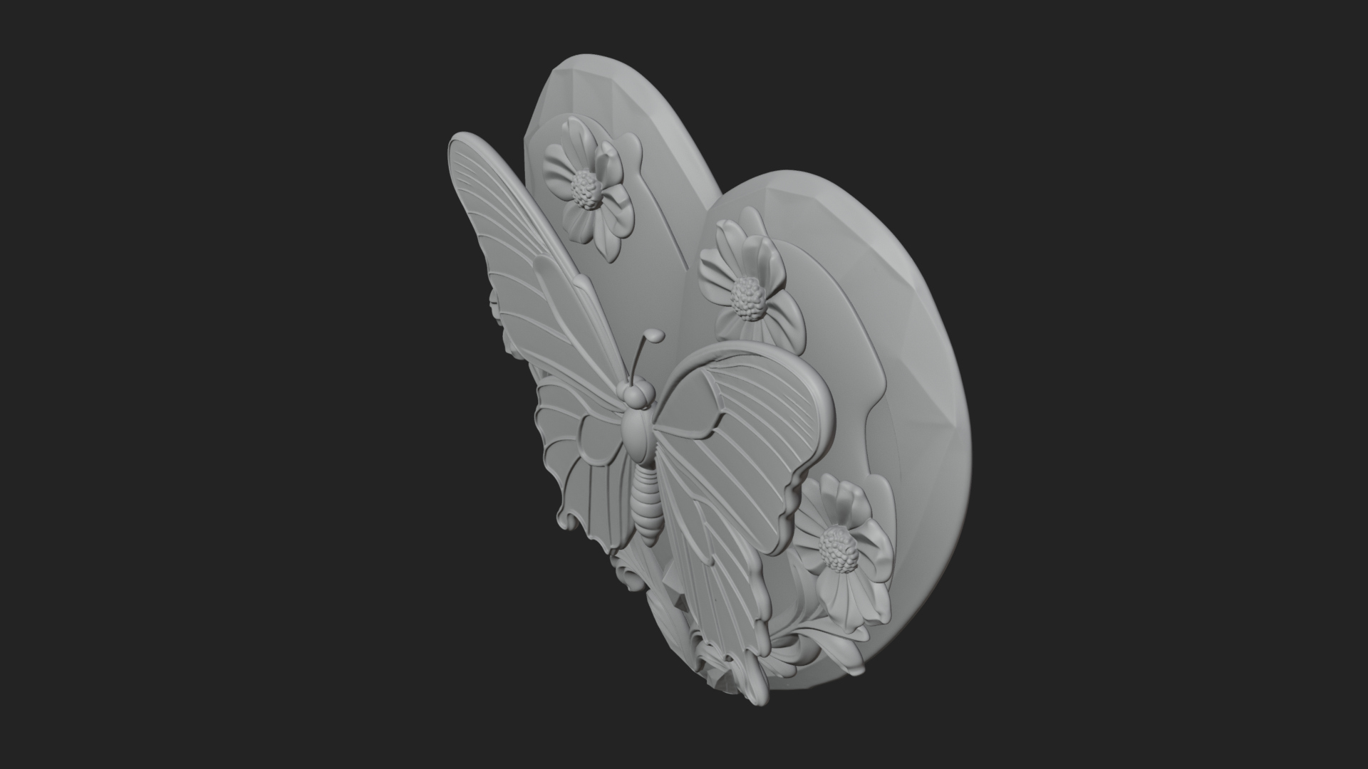 Butterfly Carved Heart Plaque Design 3 3D Print Model 3D Model