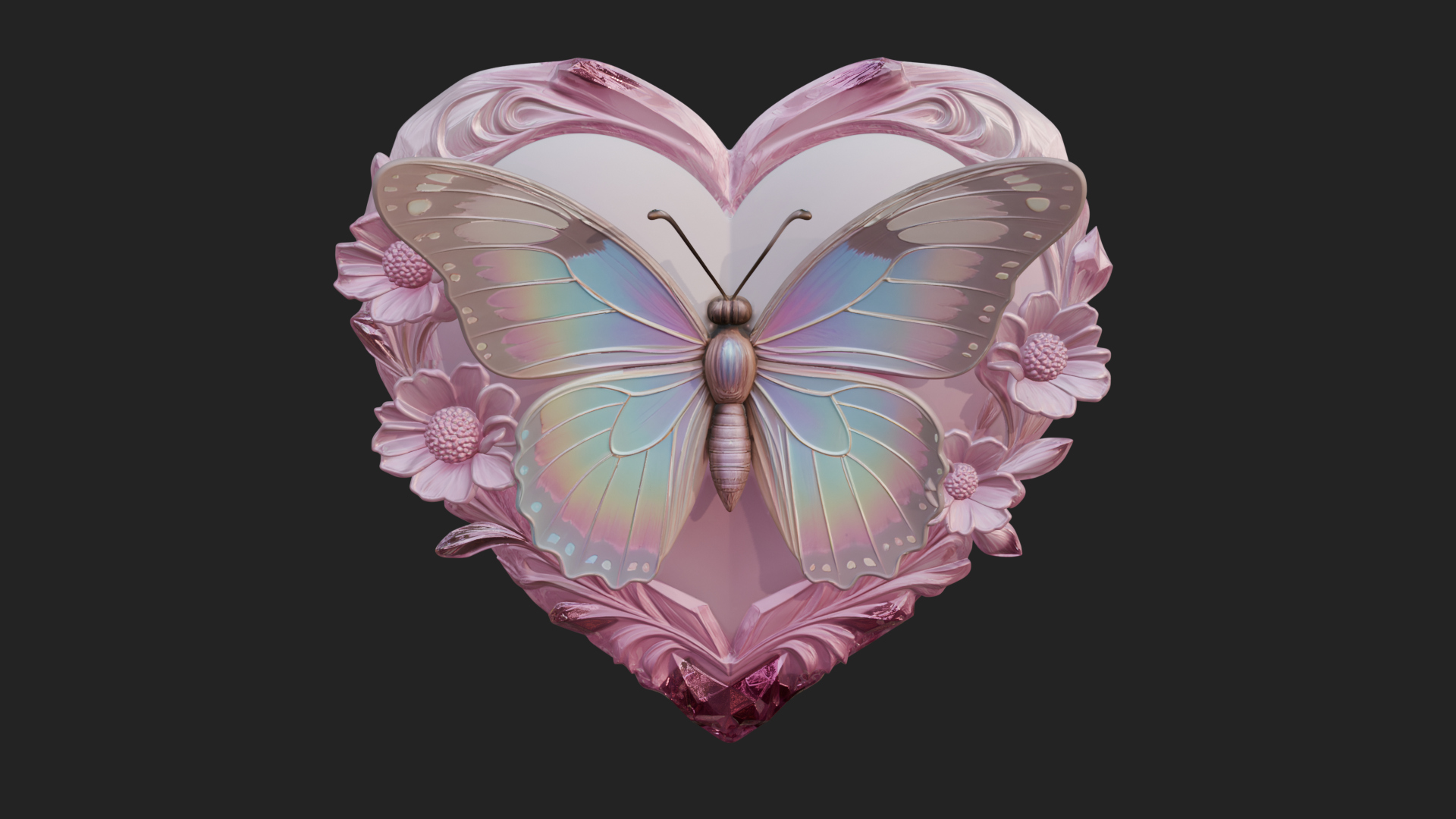 Butterfly Carved Heart Plaque Design 4 3D Print Model 3D Model
