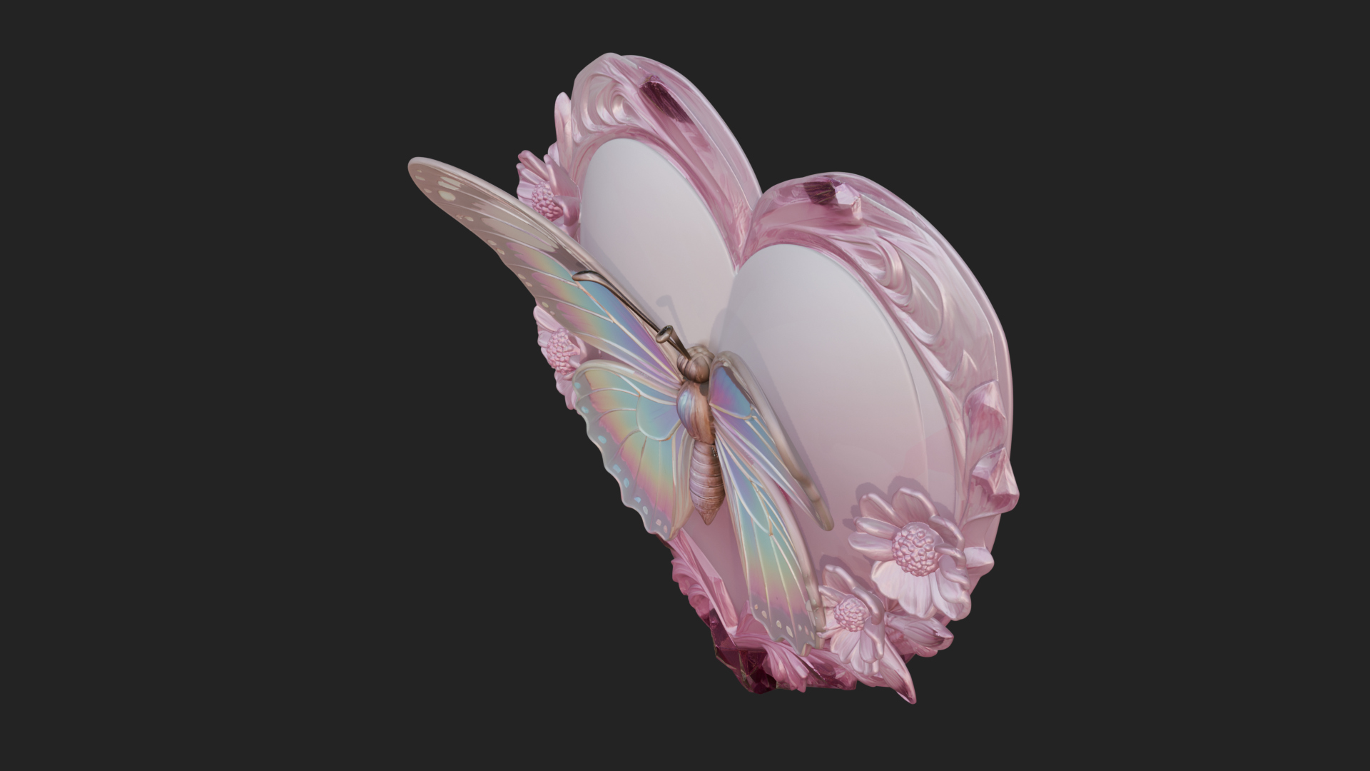 Butterfly Carved Heart Plaque Design 4 3D Print Model 3D Model