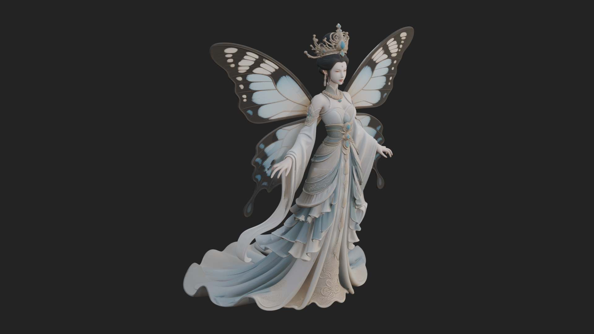 Butterfly Wing Fairy Statue Design 1 3D Print Model 3D Model