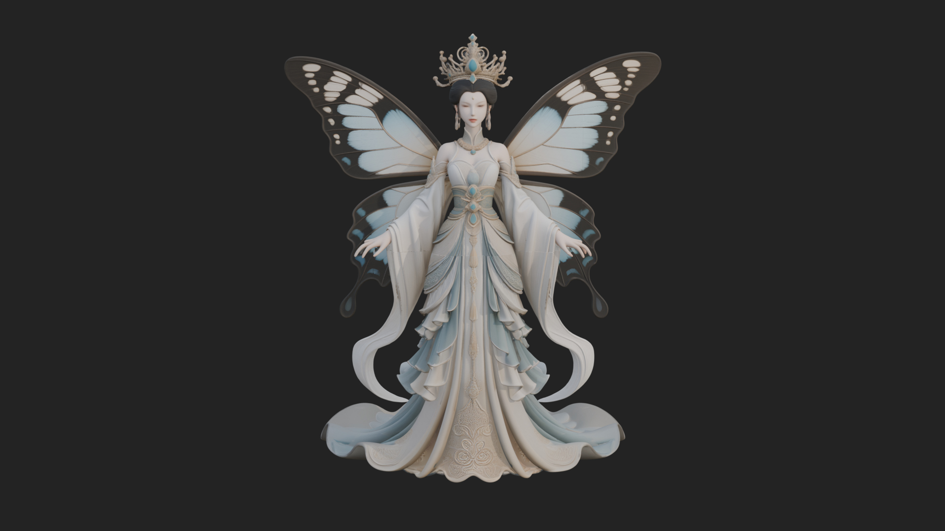 Butterfly Wing Fairy Statue Design 1 3D Print Model 3D Model