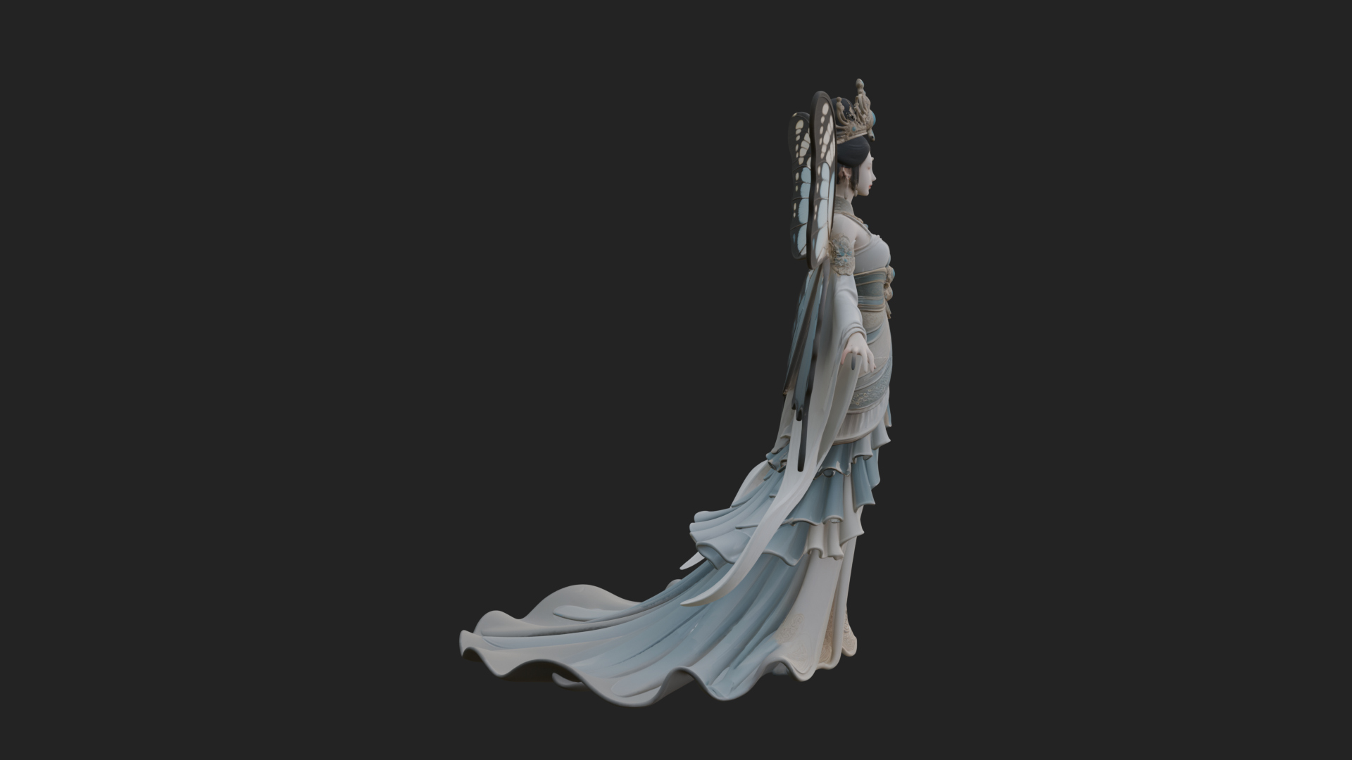 Butterfly Wing Fairy Statue Design 1 3D Print Model 3D Model