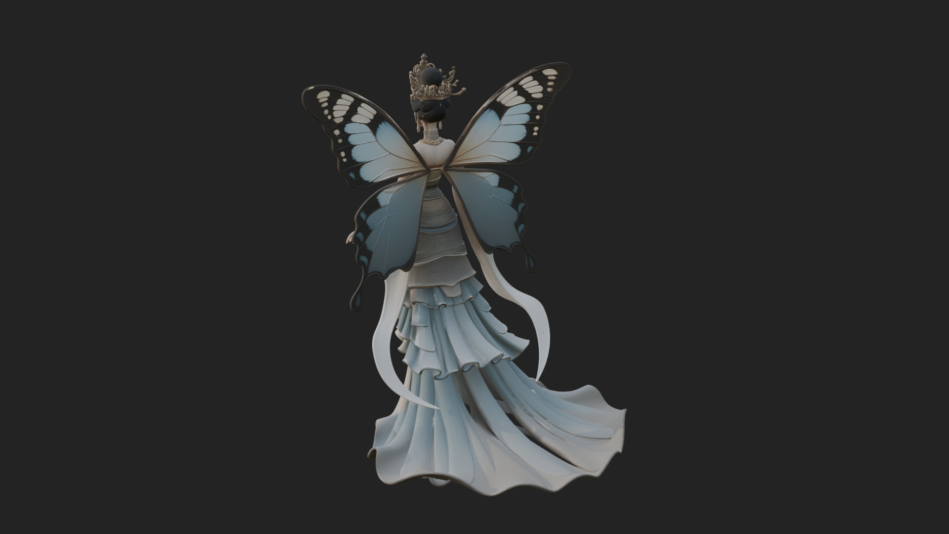 Butterfly Wing Fairy Statue Design 1 3D Print Model 3D Model