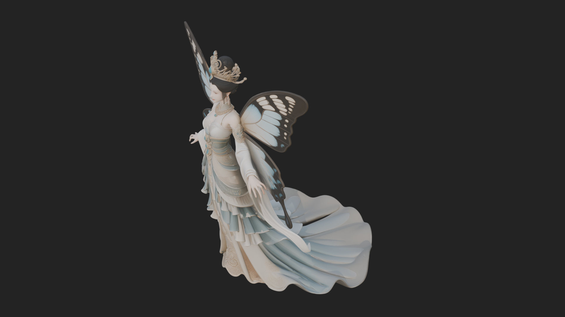 Butterfly Wing Fairy Statue Design 1 3D Print Model 3D Model