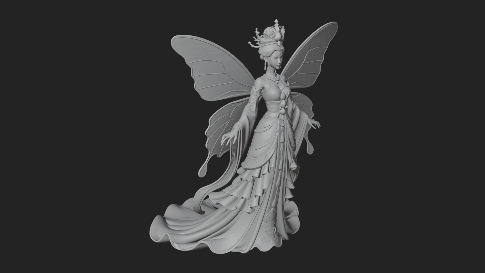 Butterfly Wing Fairy Statue Design 1 3D Print Model 3D Model