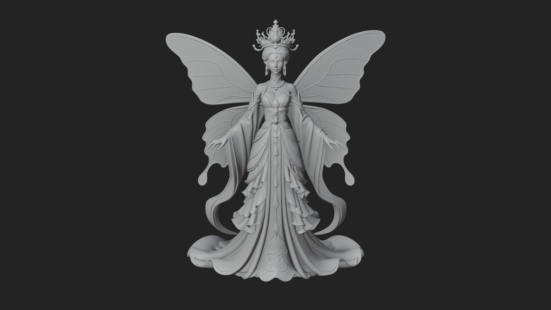 Butterfly Wing Fairy Statue Design 1 3D Print Model 3D Model