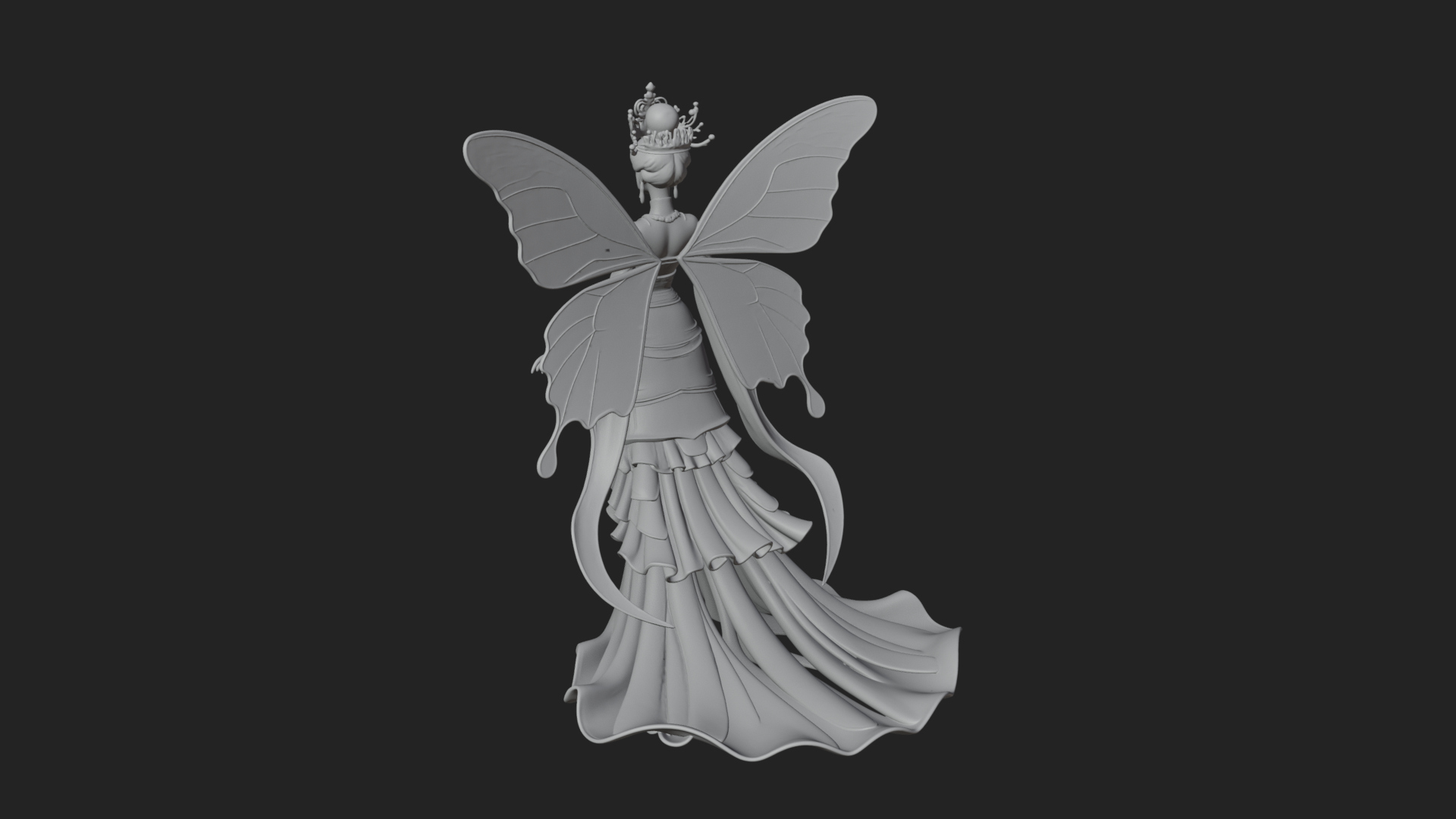 Butterfly Wing Fairy Statue Design 1 3D Print Model 3D Model