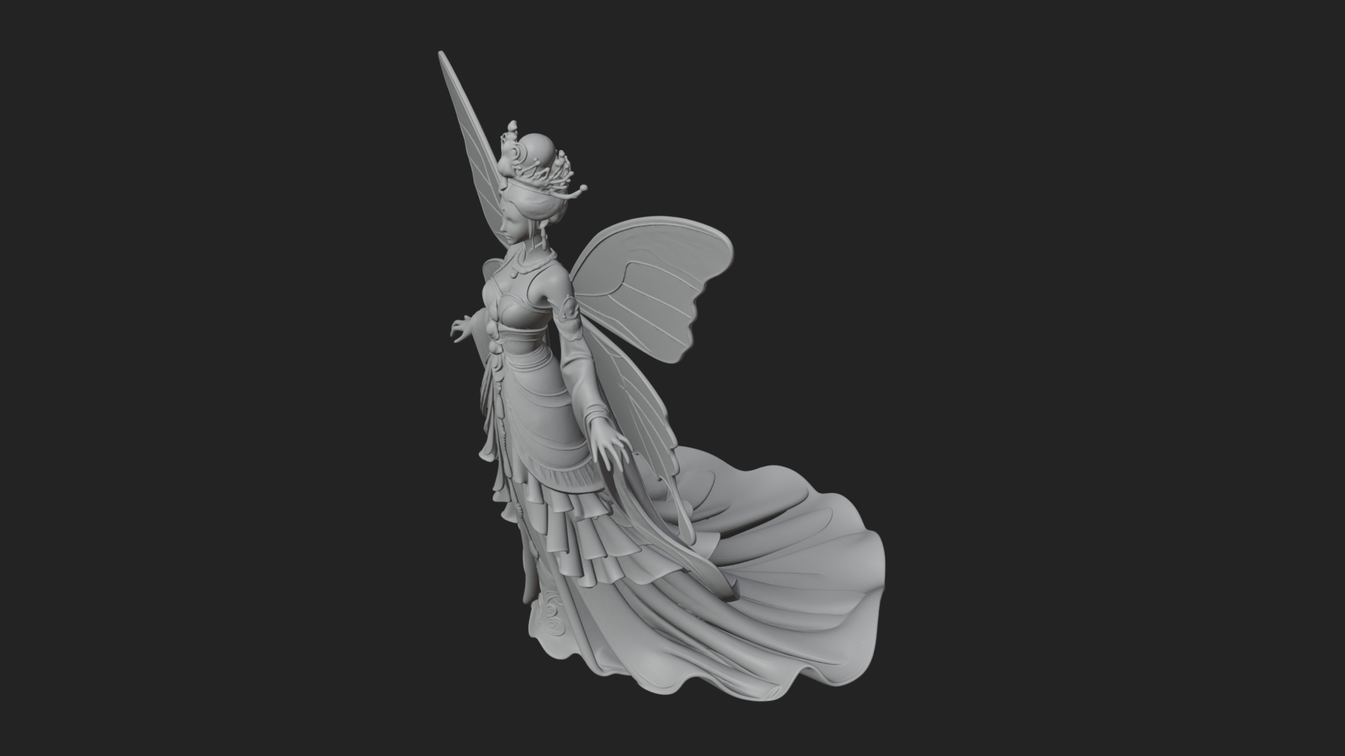 Butterfly Wing Fairy Statue Design 1 3D Print Model 3D Model