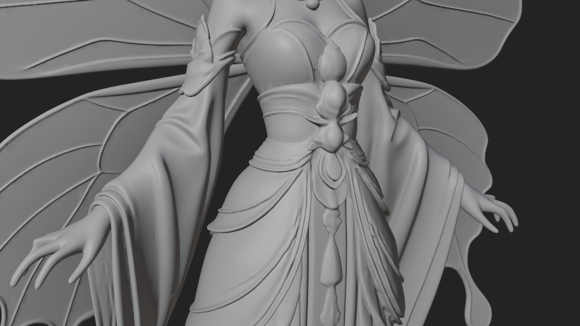 Butterfly Wing Fairy Statue Design 1 3D Print Model 3D Model