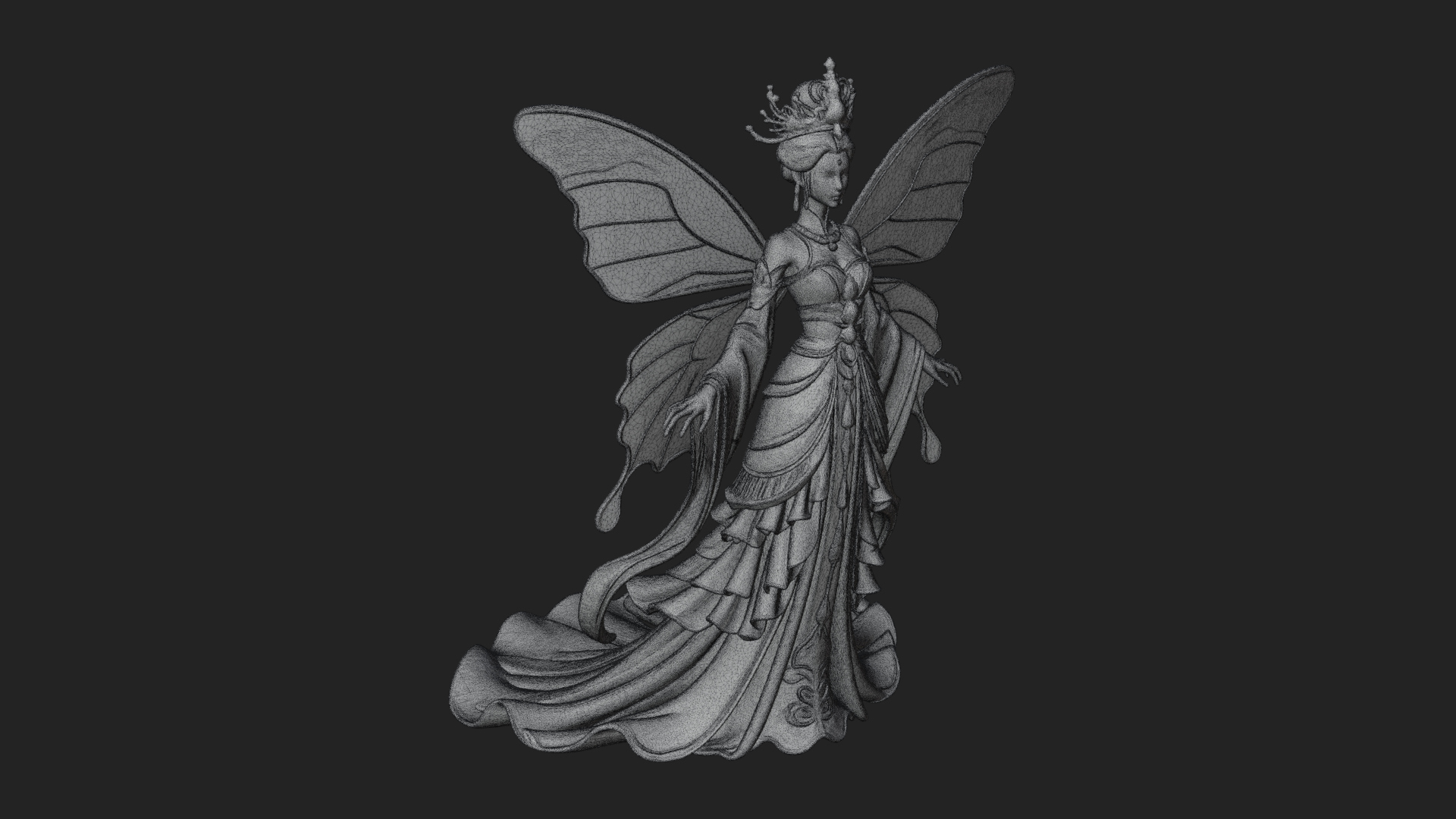 Butterfly Wing Fairy Statue Design 1 3D Print Model 3D Model