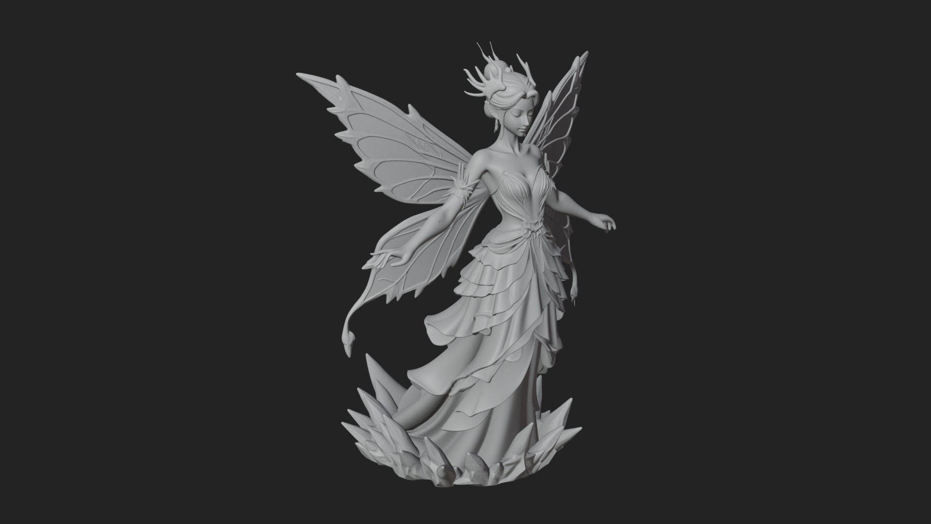 Butterfly Wing Fairy Statue Design 10 3D Print Model 3D Model