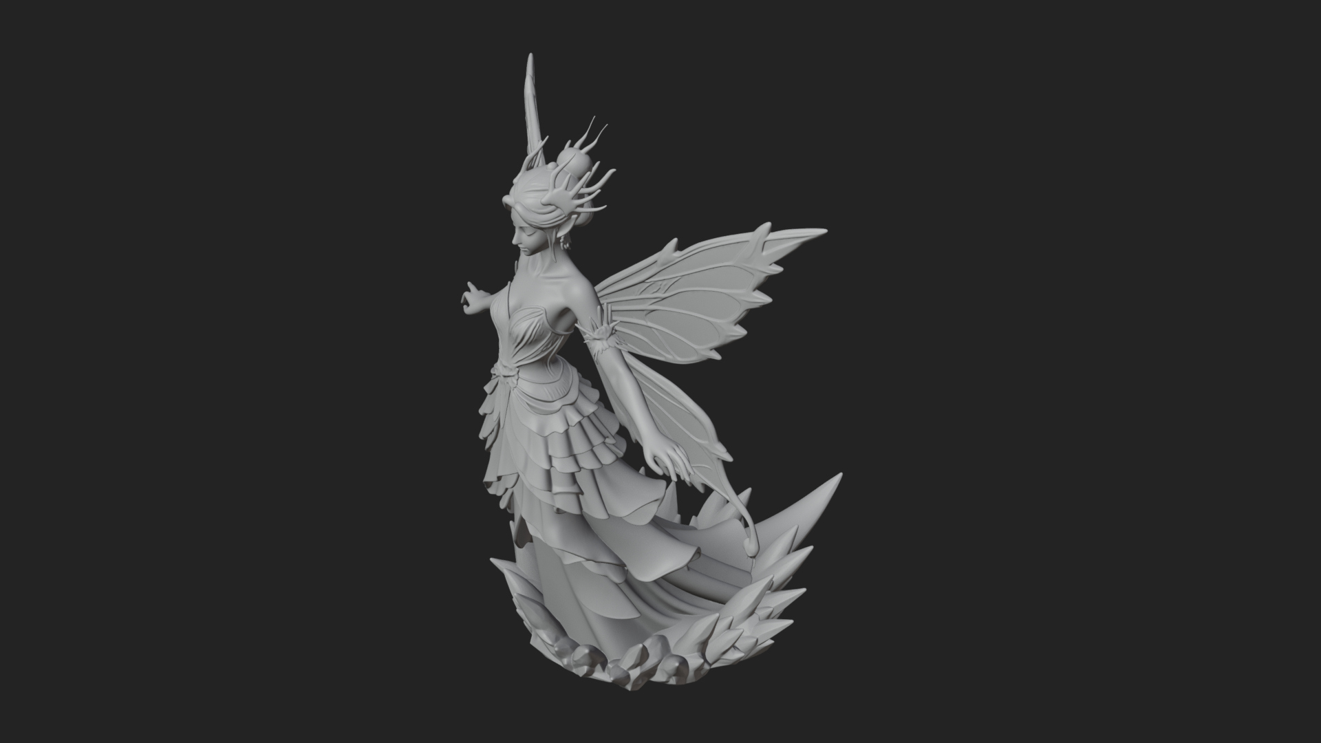 Butterfly Wing Fairy Statue Design 10 3D Print Model 3D Model