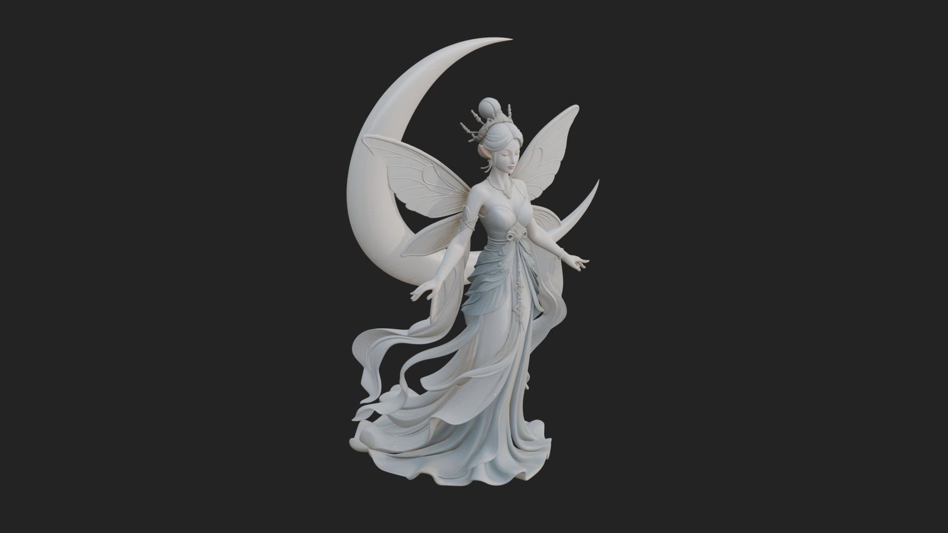 Butterfly Wing Fairy Statue Design 11 3D Print Model 3D Model