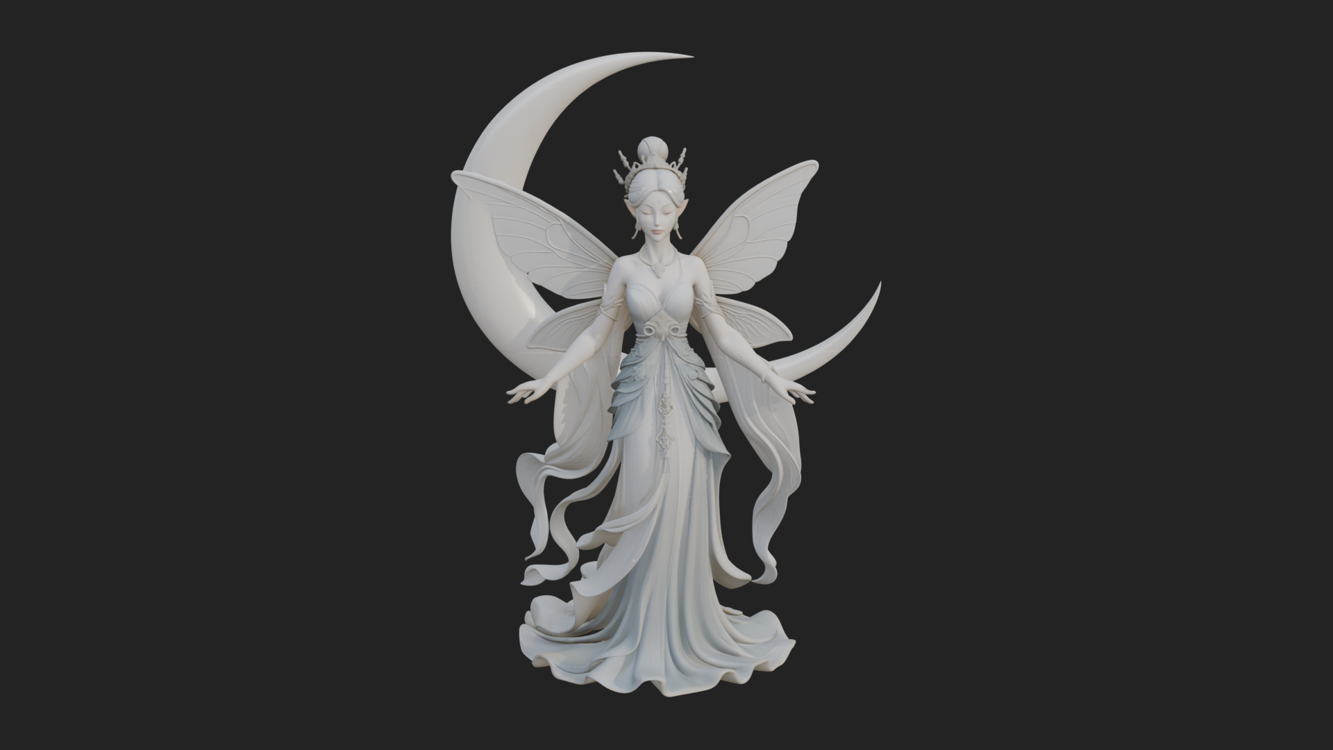 Butterfly Wing Fairy Statue Design 11 3D Print Model 3D Model