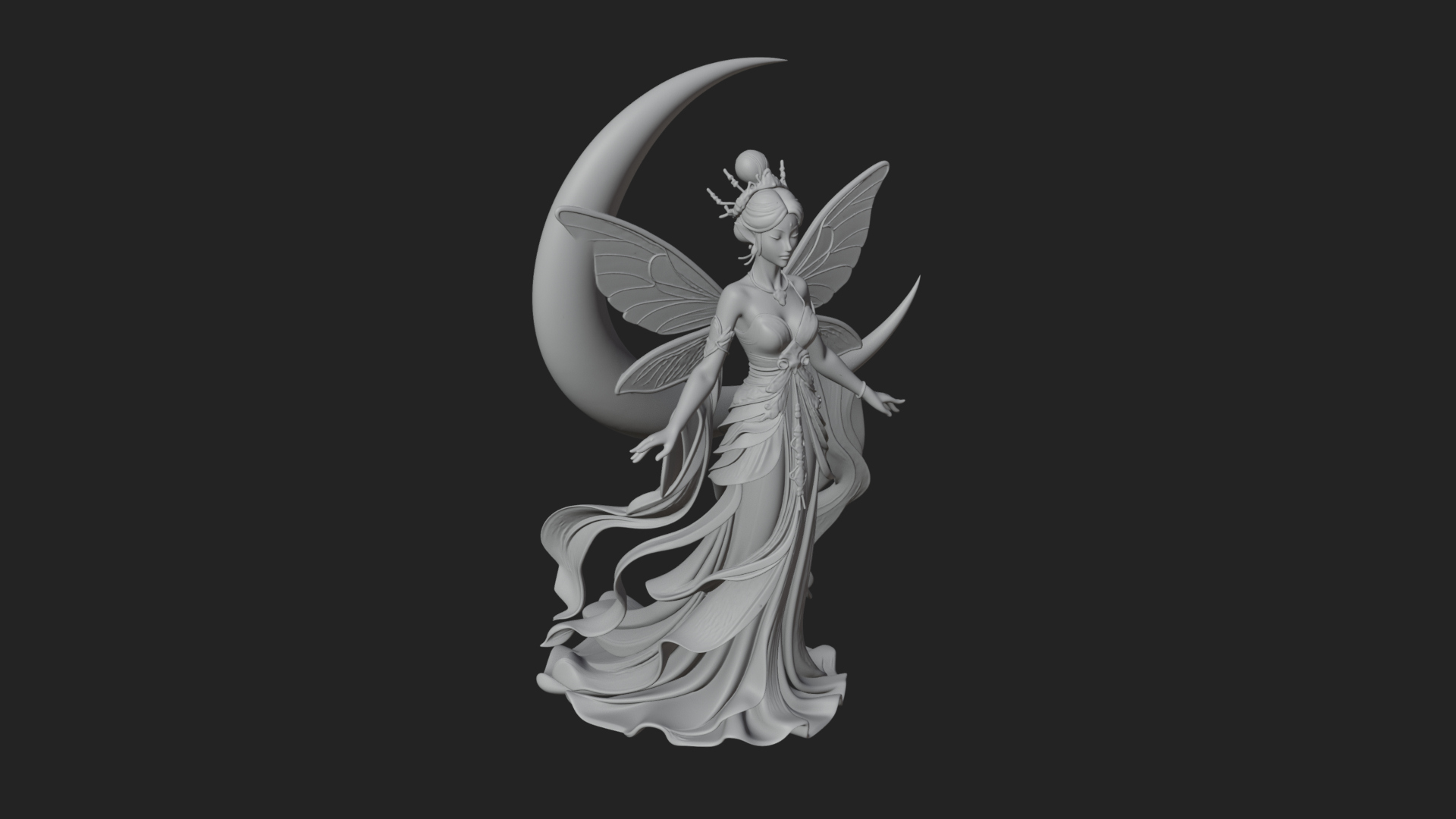 Butterfly Wing Fairy Statue Design 11 3D Print Model 3D Model