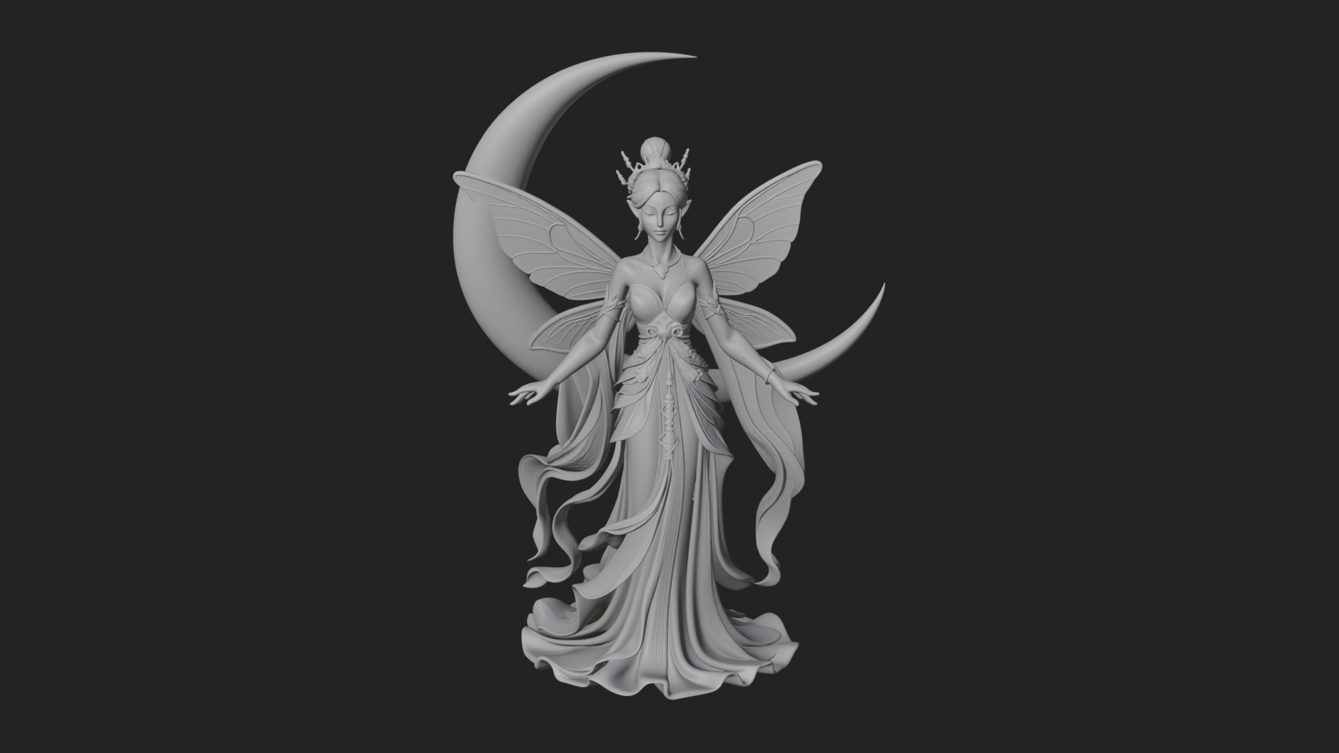 Butterfly Wing Fairy Statue Design 11 3D Print Model 3D Model