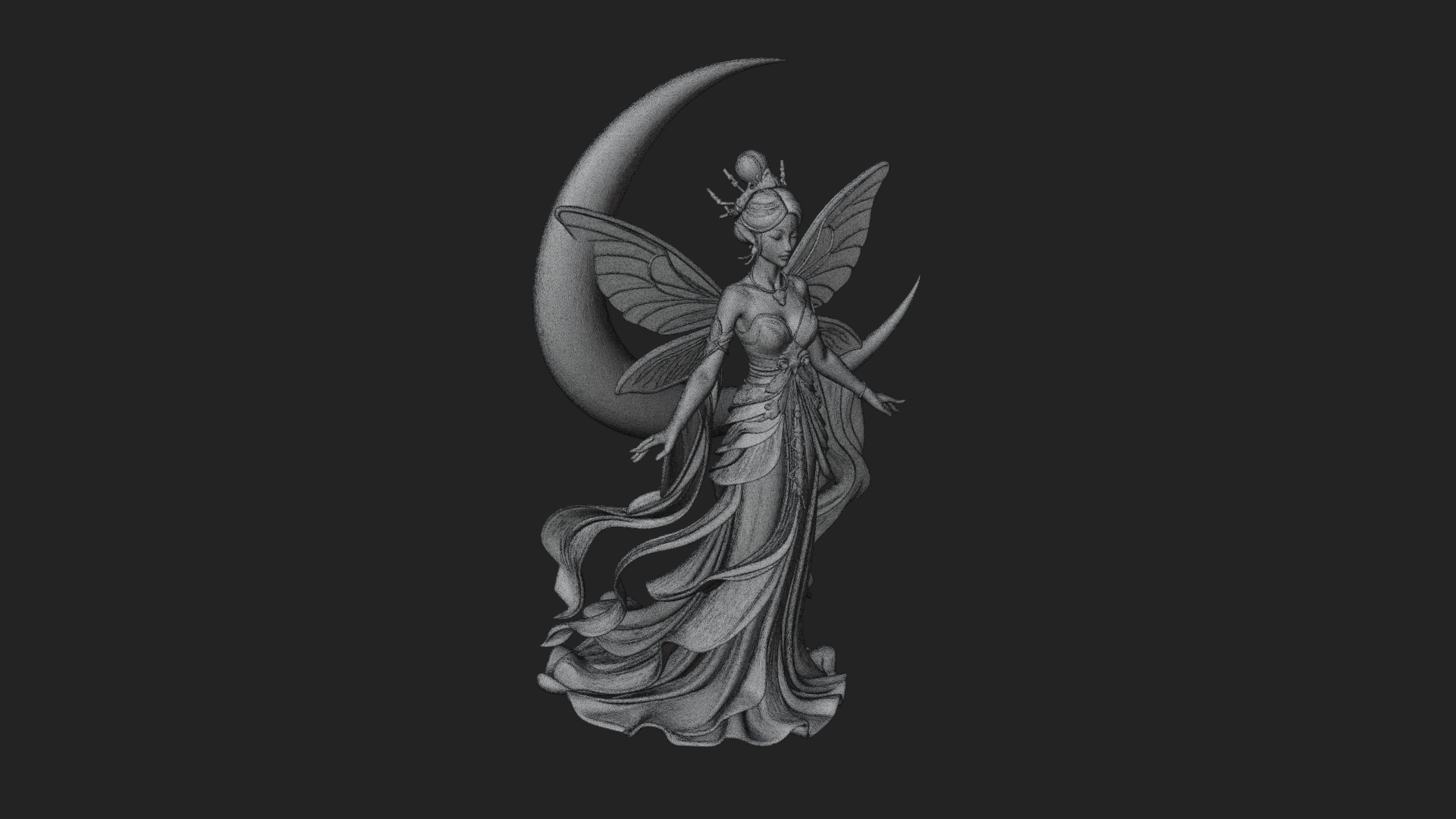 Butterfly Wing Fairy Statue Design 11 3D Print Model 3D Model
