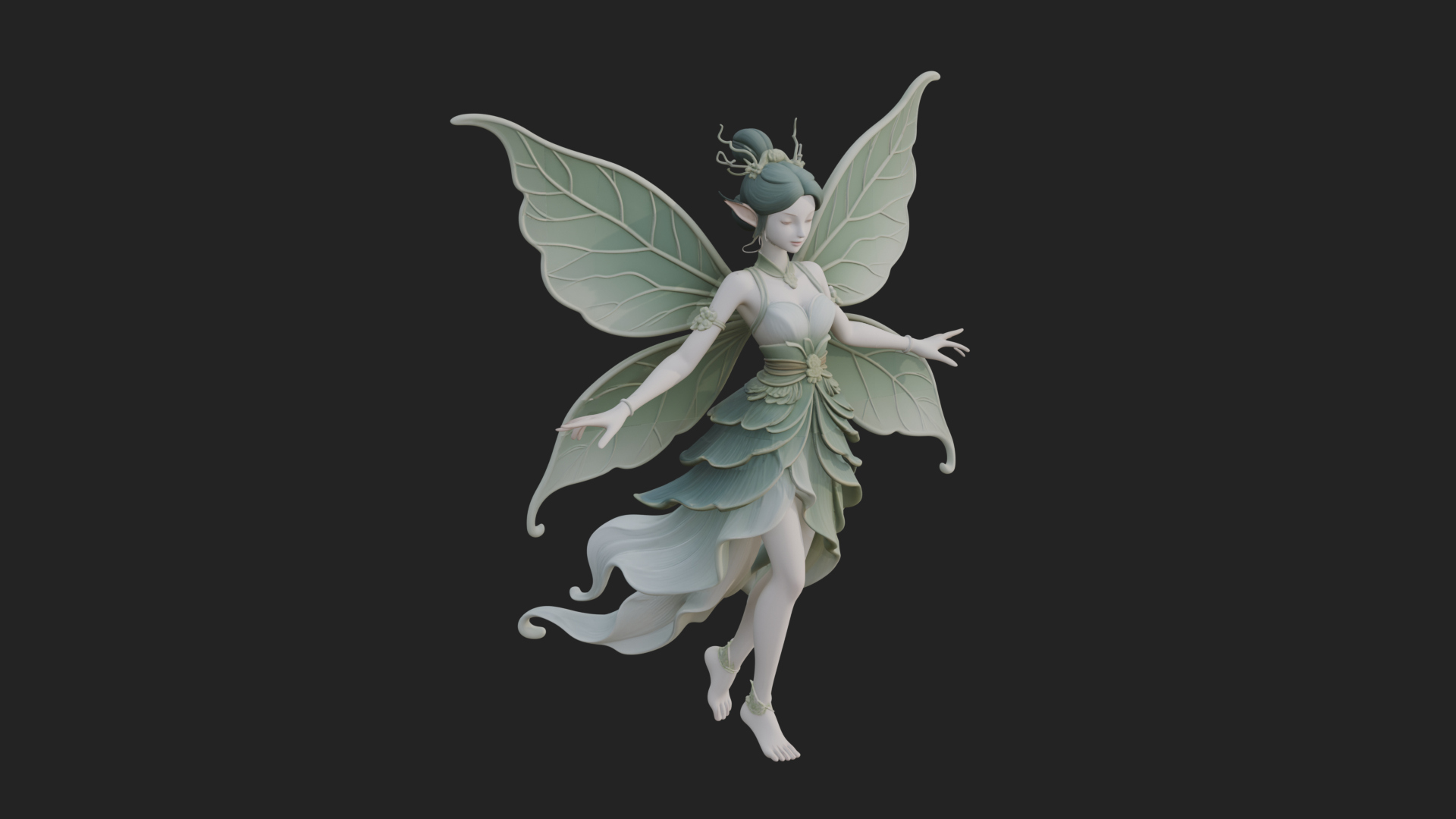 Butterfly Wing Fairy Statue Design 12 3D Print Model 3D Model