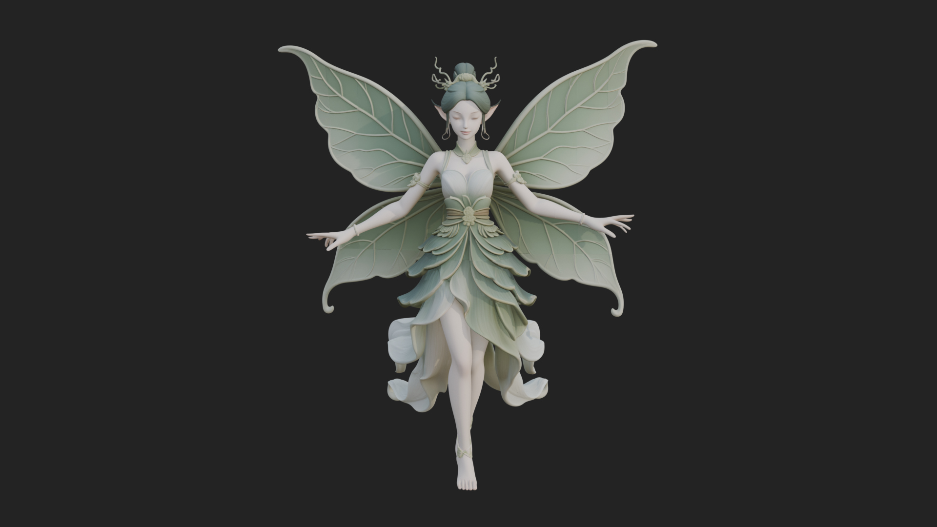 Butterfly Wing Fairy Statue Design 12 3D Print Model 3D Model