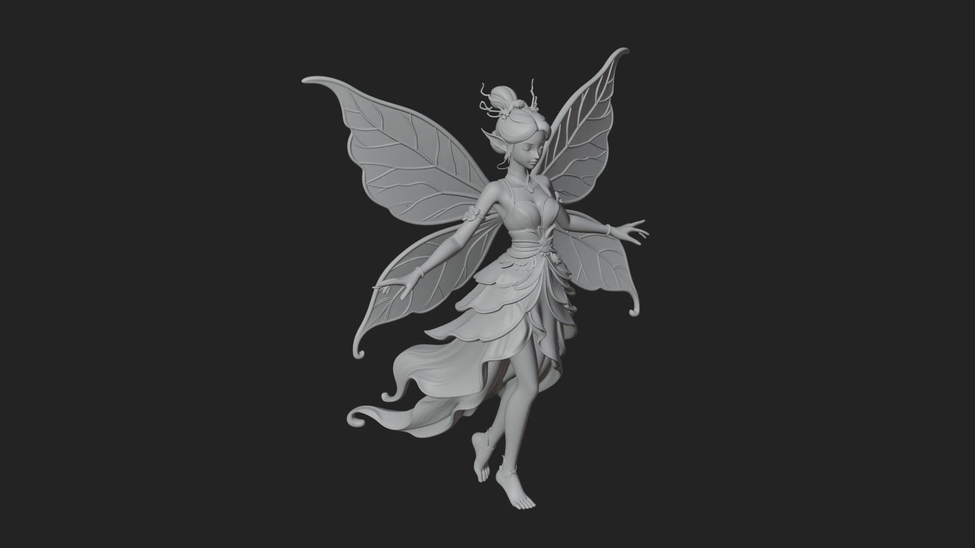 Butterfly Wing Fairy Statue Design 12 3D Print Model 3D Model