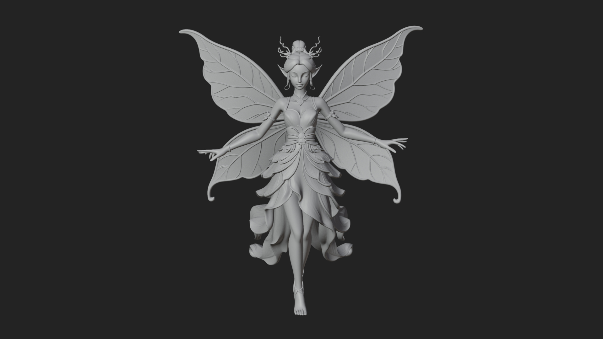 Butterfly Wing Fairy Statue Design 12 3D Print Model 3D Model