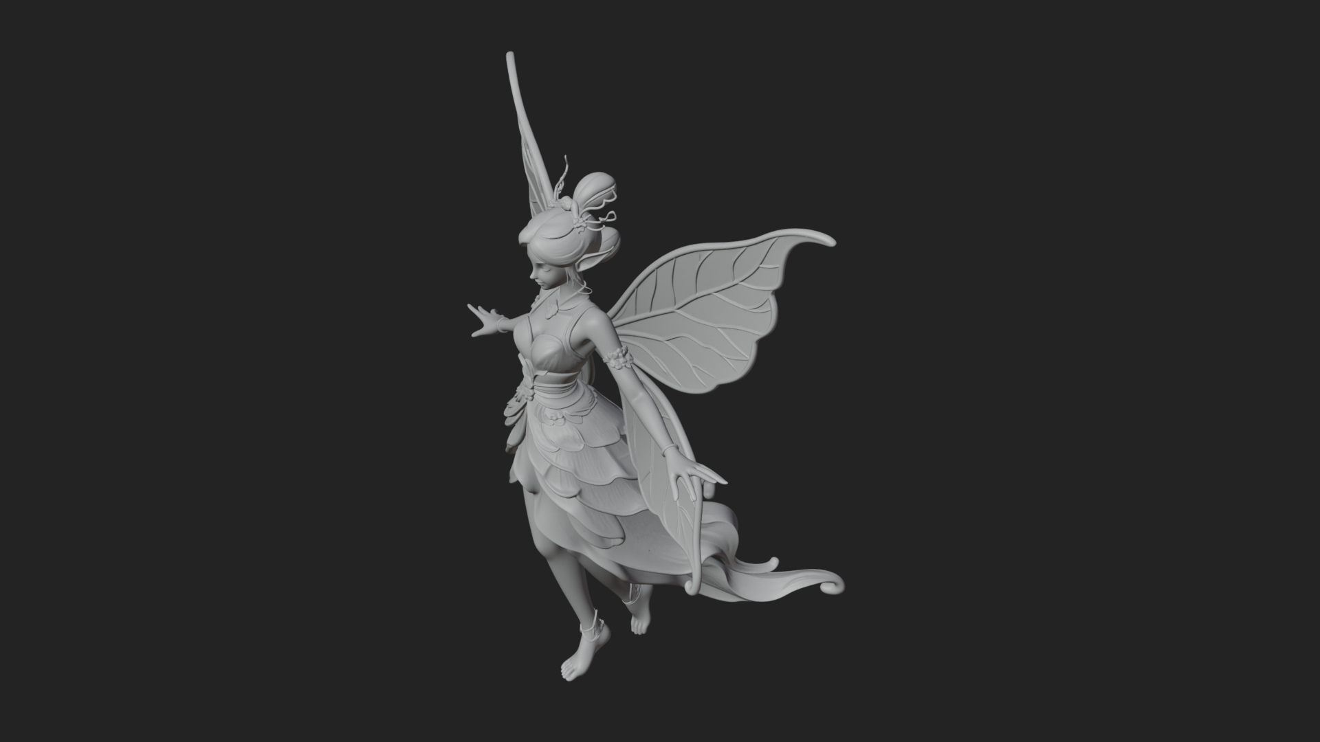 Butterfly Wing Fairy Statue Design 12 3D Print Model 3D Model