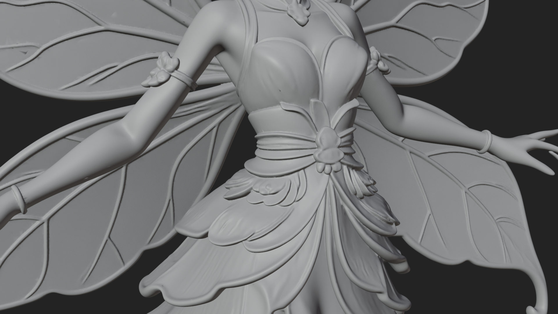 Butterfly Wing Fairy Statue Design 12 3D Print Model 3D Model