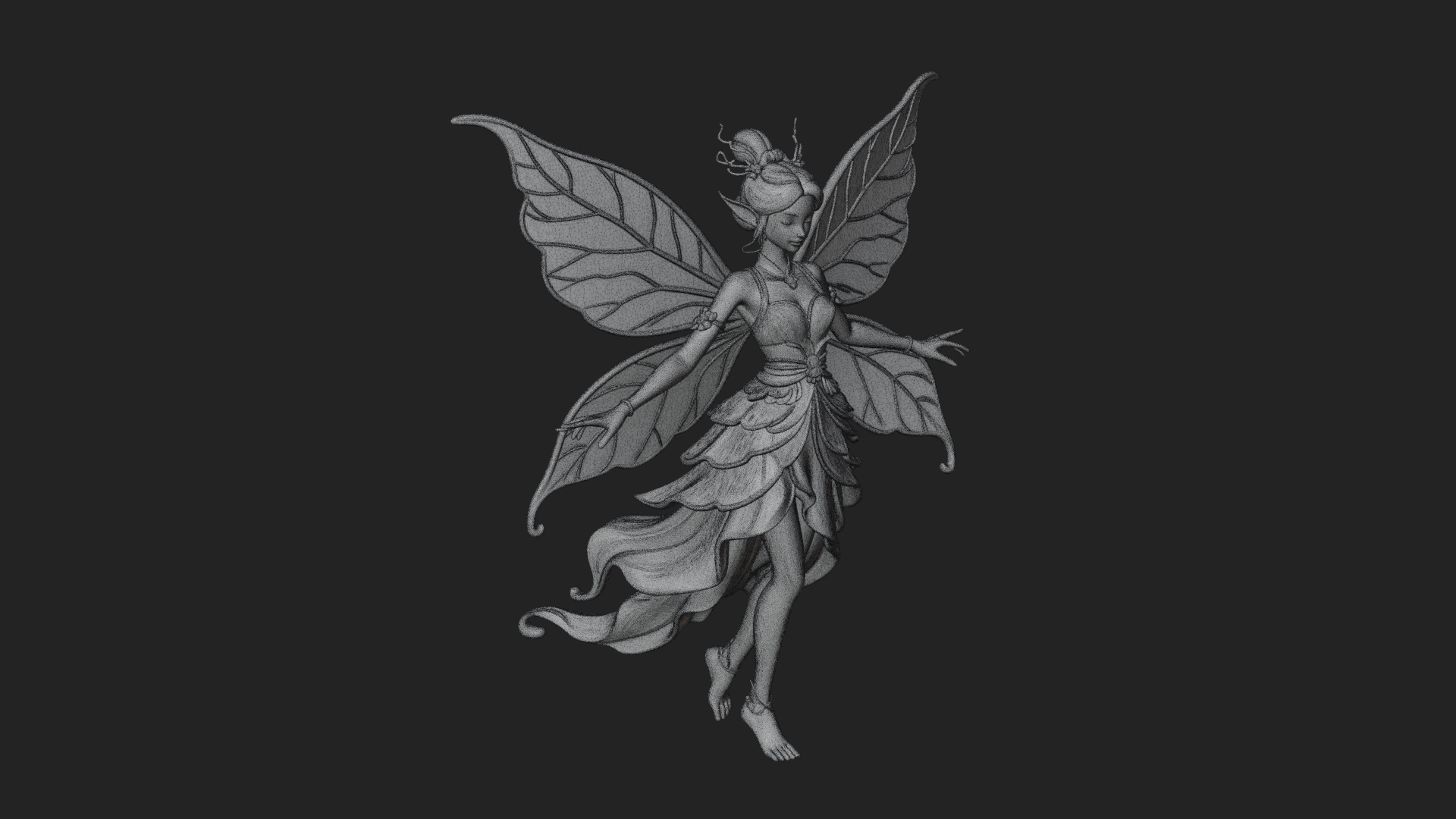 Butterfly Wing Fairy Statue Design 12 3D Print Model 3D Model