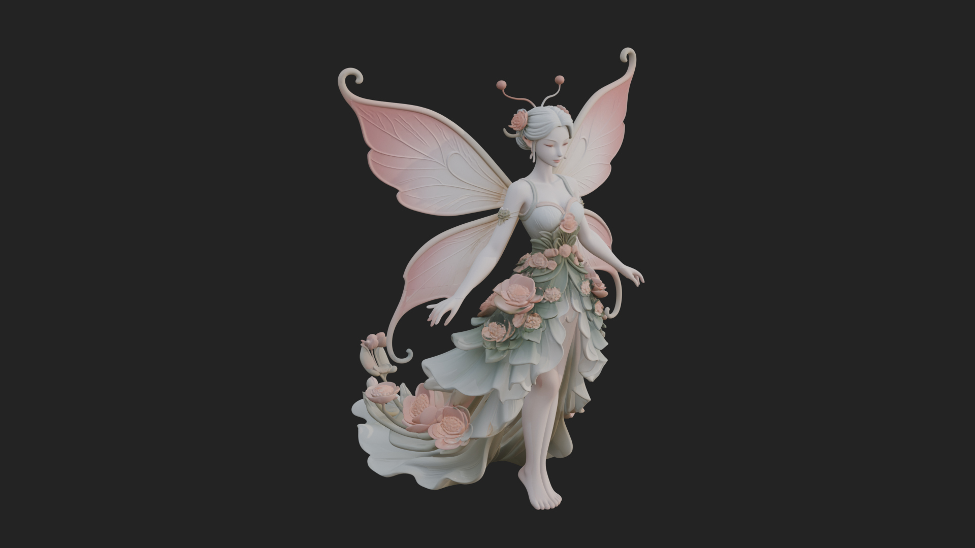 Butterfly Wing Fairy Statue Design 13 3D Print Model 3D Model