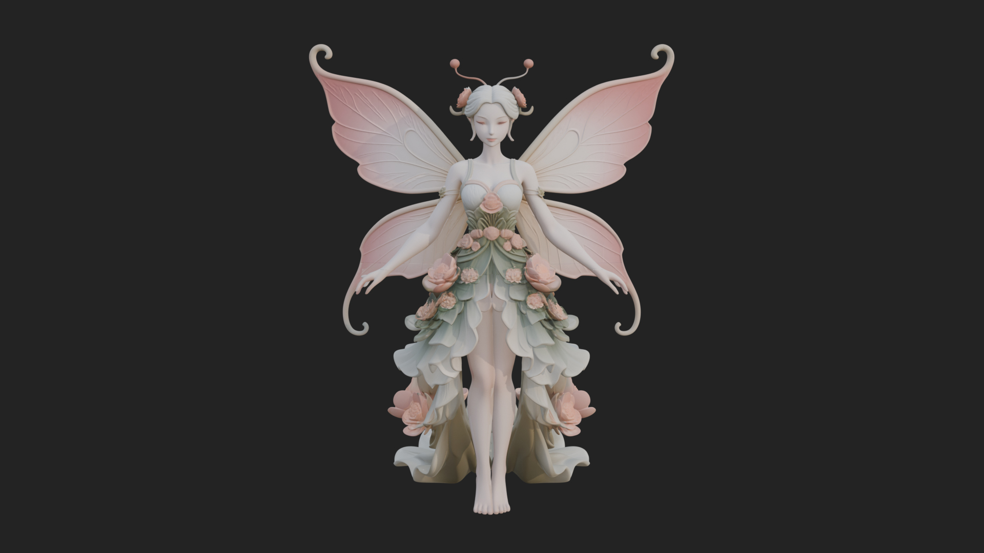 Butterfly Wing Fairy Statue Design 13 3D Print Model 3D Model