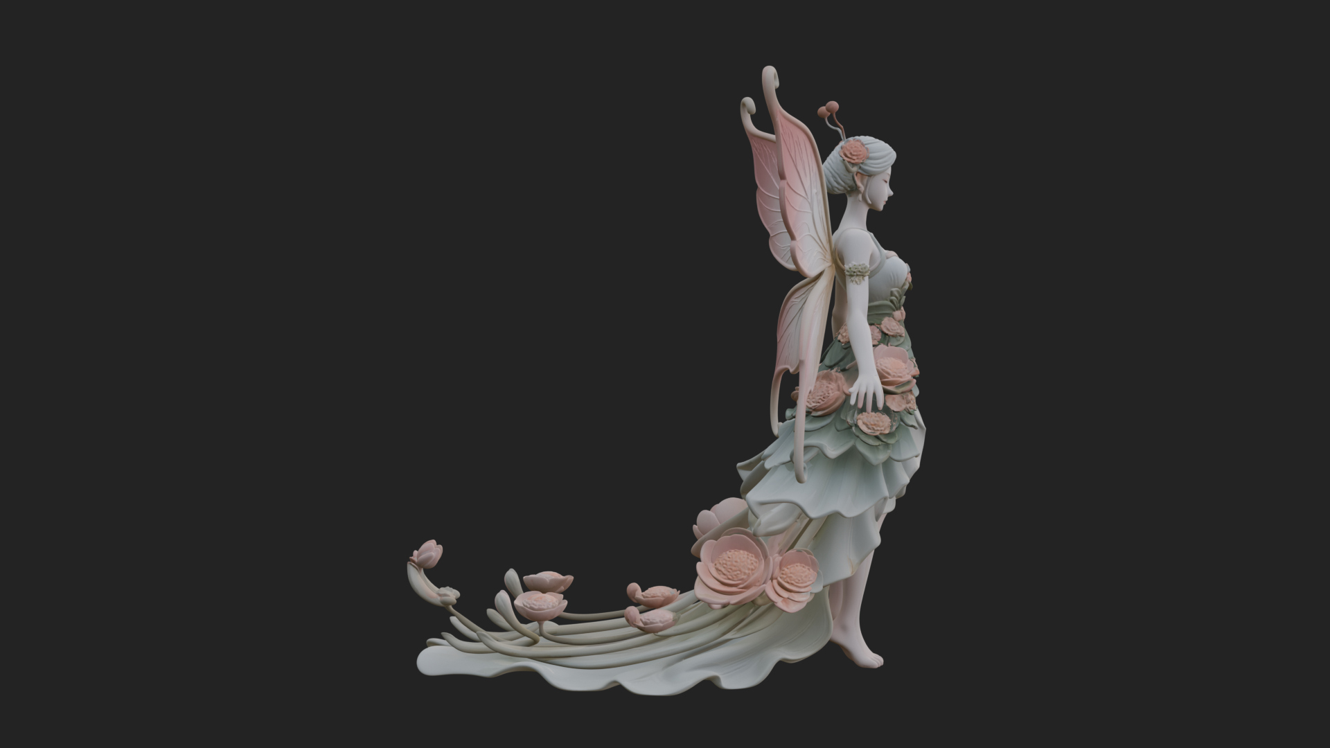 Butterfly Wing Fairy Statue Design 13 3D Print Model 3D Model