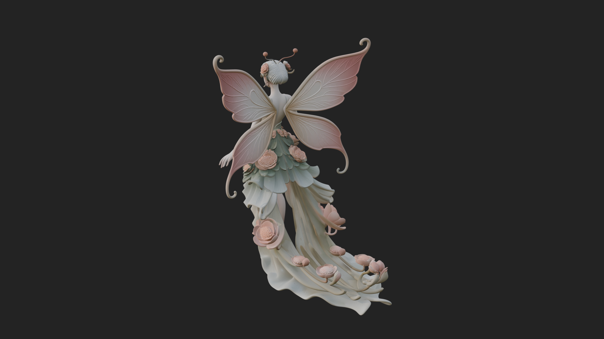Butterfly Wing Fairy Statue Design 13 3D Print Model 3D Model