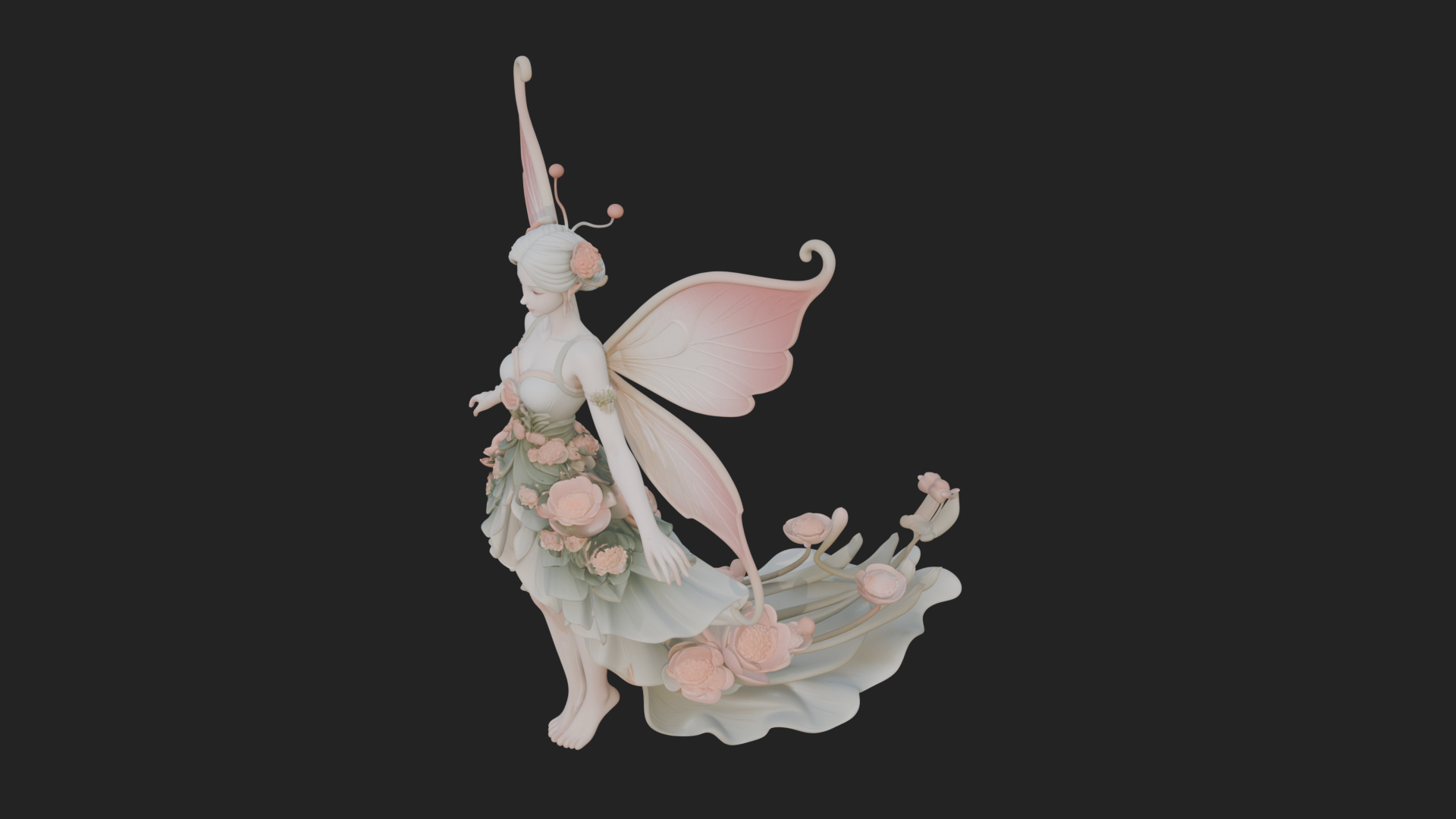Butterfly Wing Fairy Statue Design 13 3D Print Model 3D Model