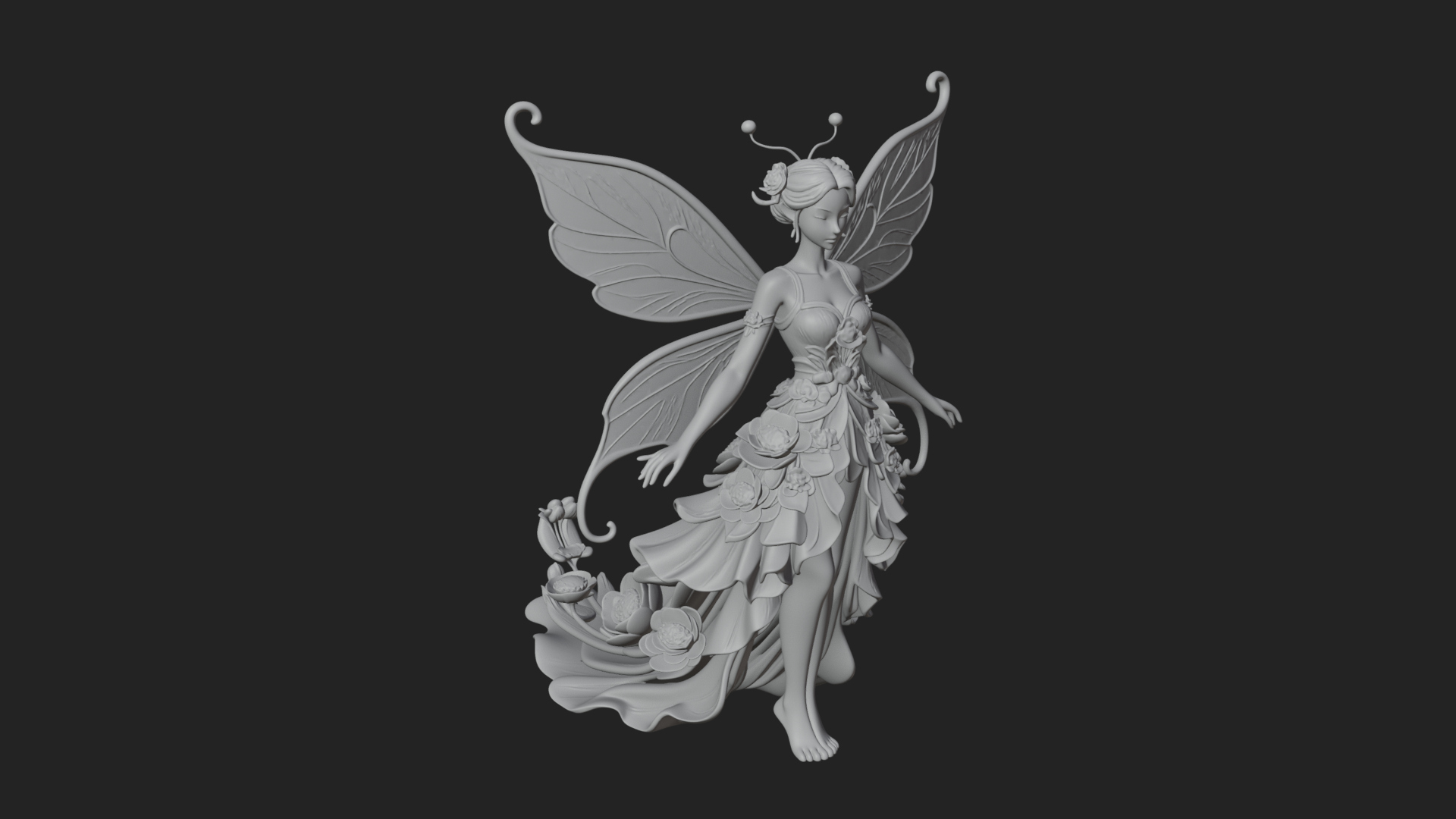 Butterfly Wing Fairy Statue Design 13 3D Print Model 3D Model