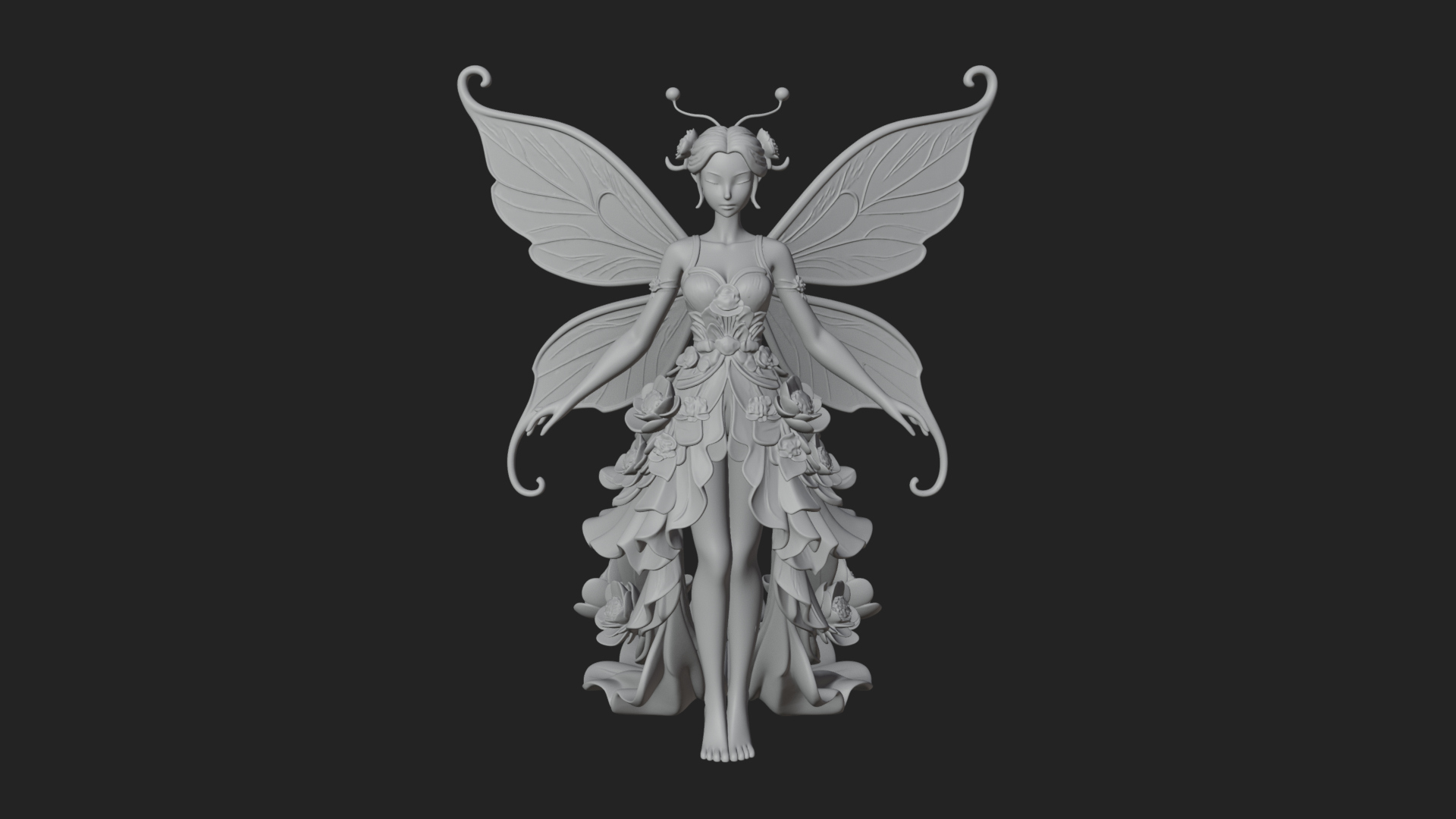 Butterfly Wing Fairy Statue Design 13 3D Print Model 3D Model