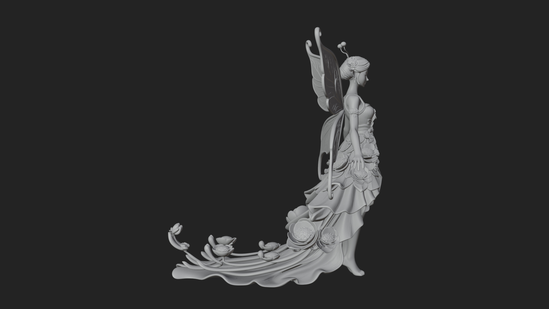Butterfly Wing Fairy Statue Design 13 3D Print Model 3D Model