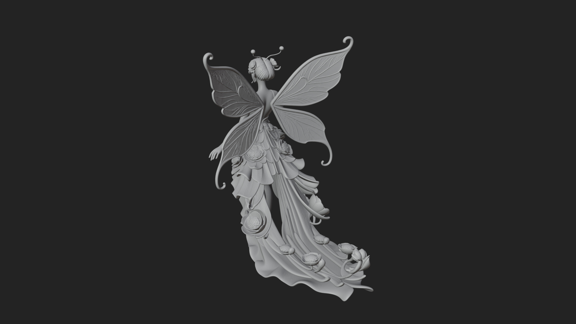 Butterfly Wing Fairy Statue Design 13 3D Print Model 3D Model