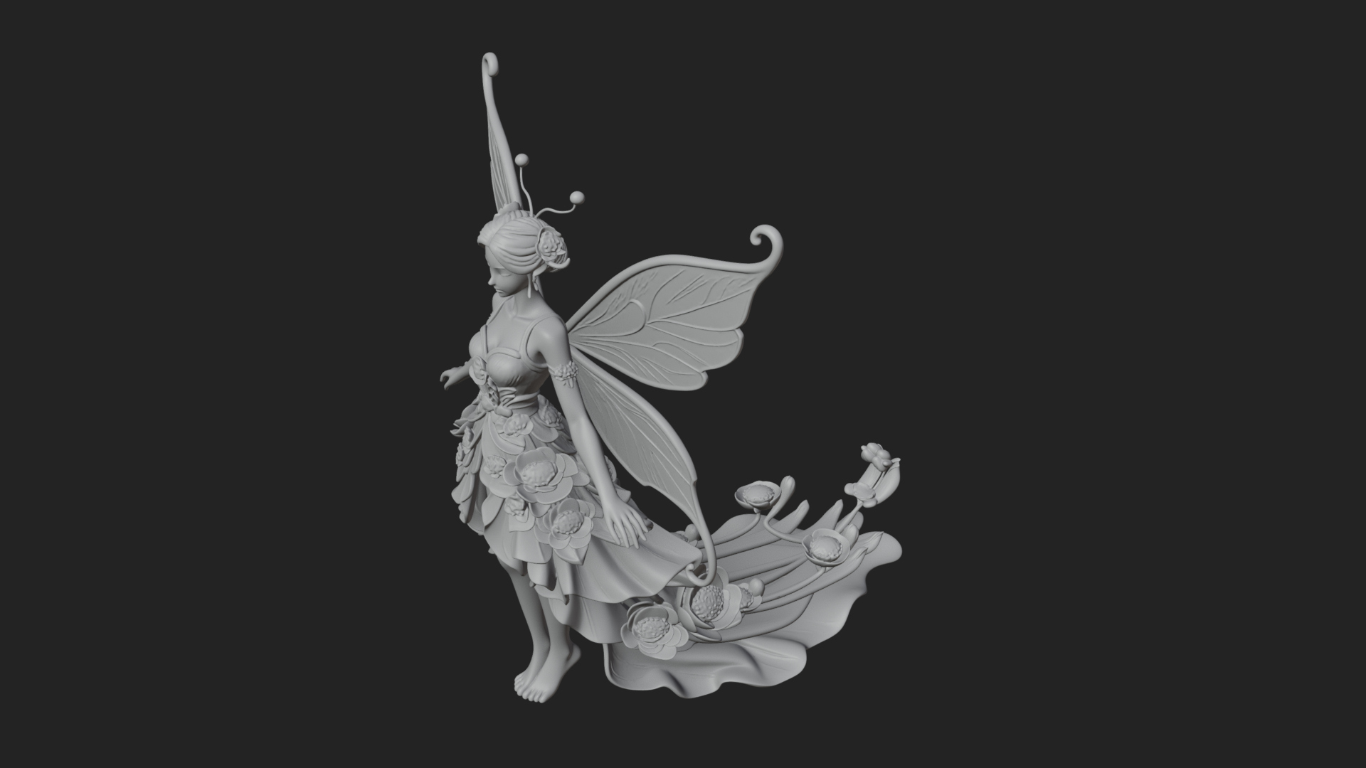 Butterfly Wing Fairy Statue Design 13 3D Print Model 3D Model