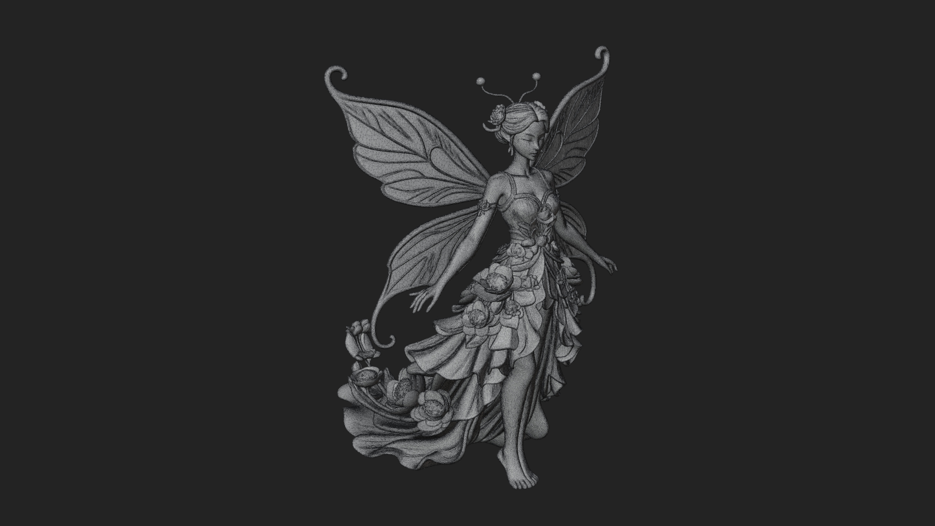 Butterfly Wing Fairy Statue Design 13 3D Print Model 3D Model