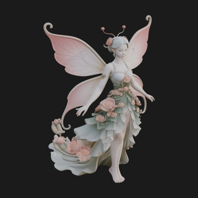 Butterfly Wing Fairy Statue Design 13 3D Print Model