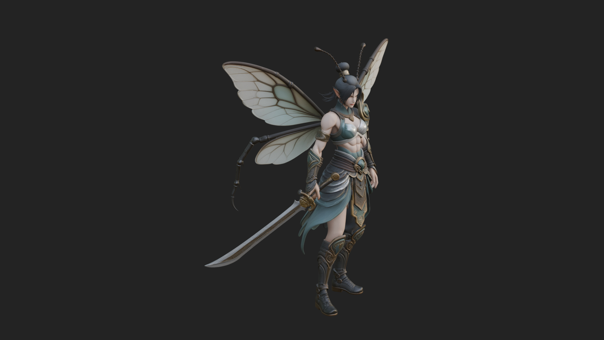 Butterfly Wing Fairy Statue Design 14 3D Print Model 3D Model