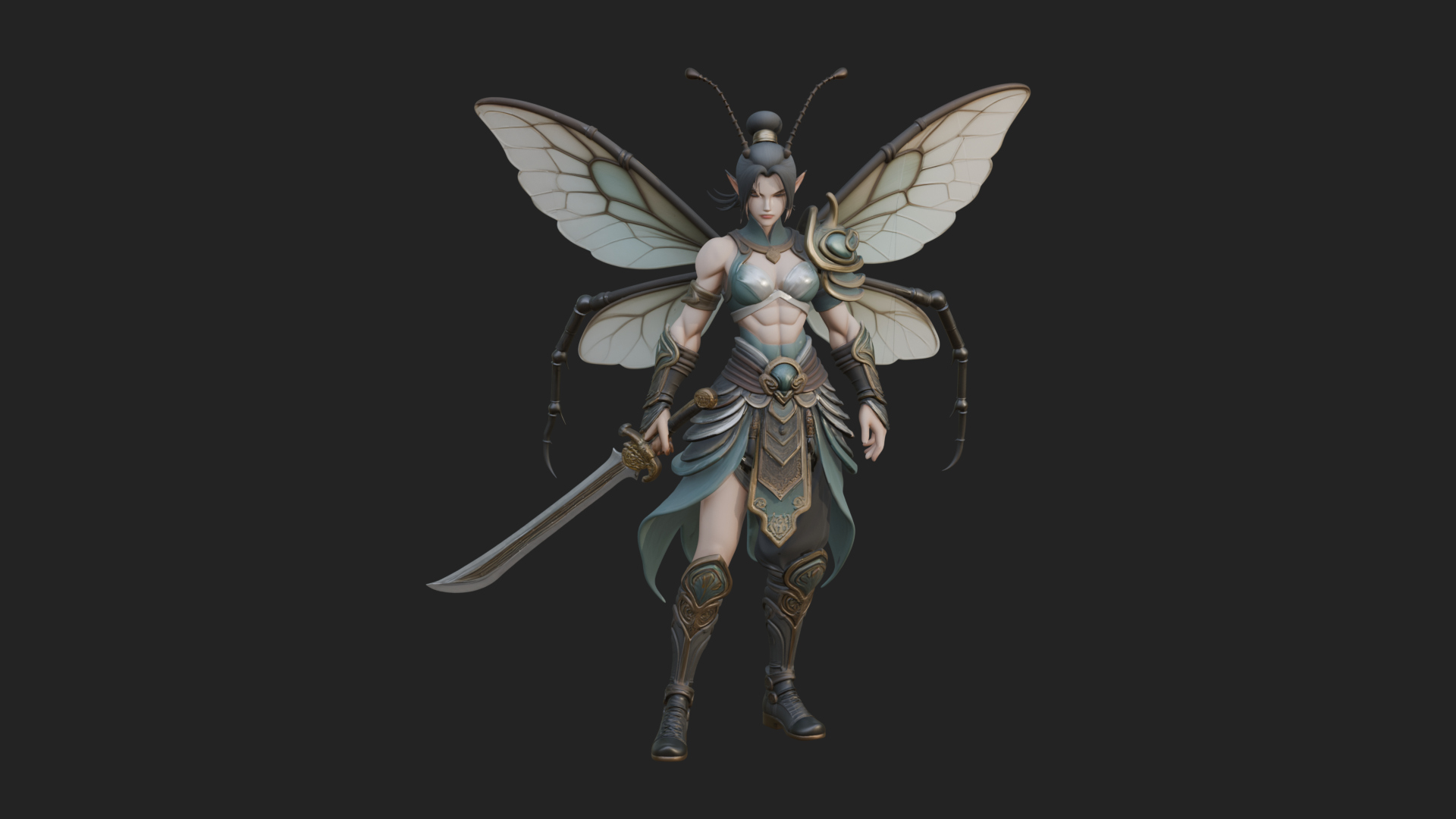 Butterfly Wing Fairy Statue Design 14 3D Print Model 3D Model