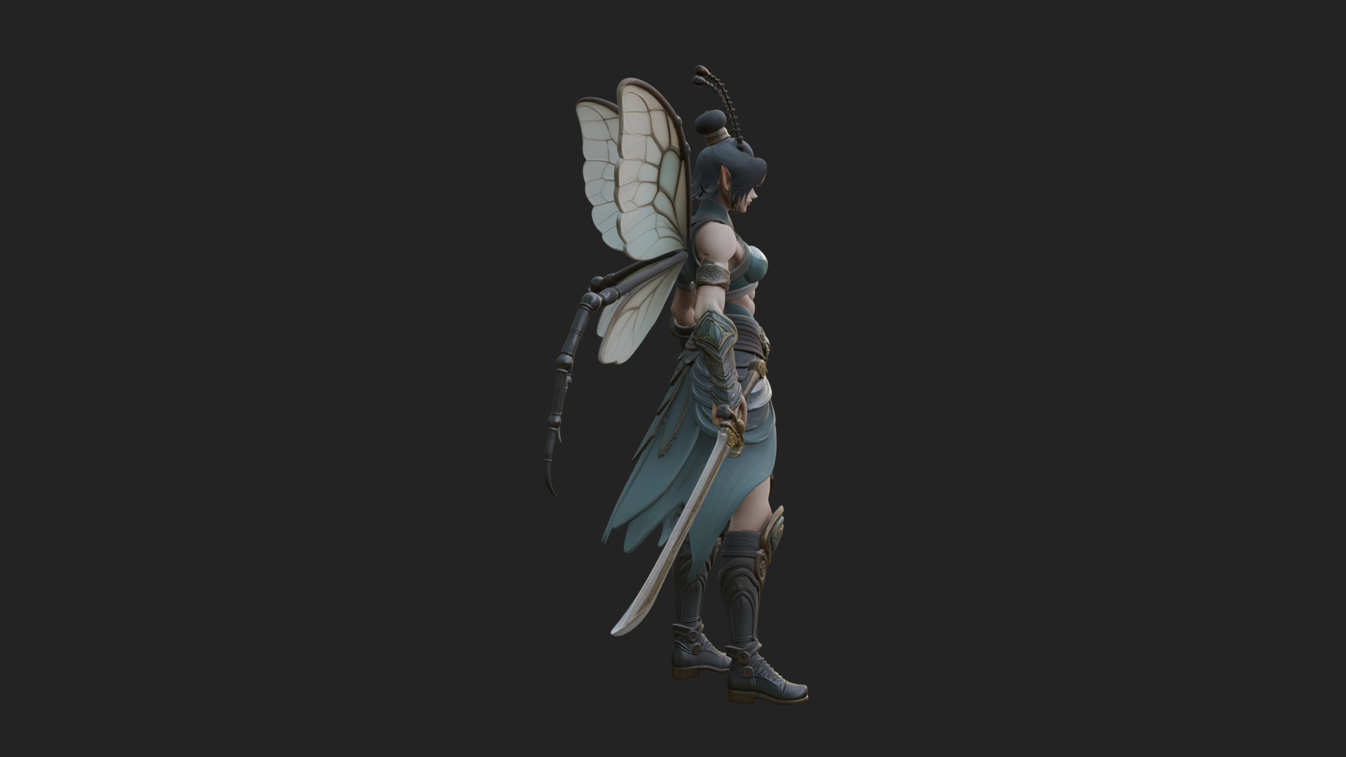 Butterfly Wing Fairy Statue Design 14 3D Print Model 3D Model