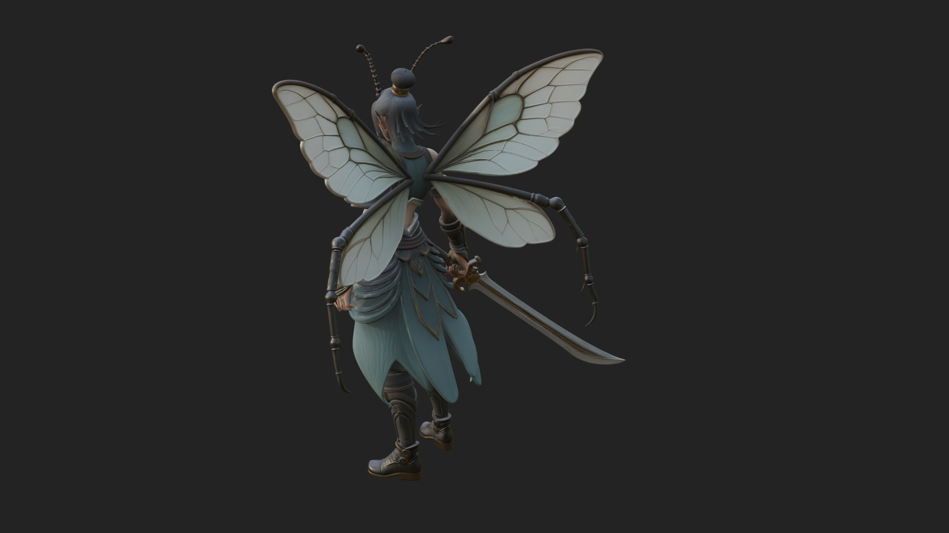 Butterfly Wing Fairy Statue Design 14 3D Print Model 3D Model