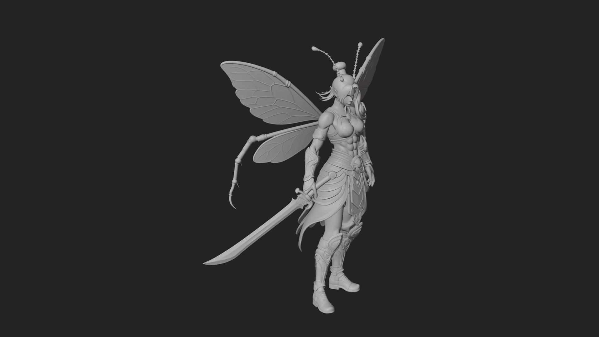 Butterfly Wing Fairy Statue Design 14 3D Print Model 3D Model