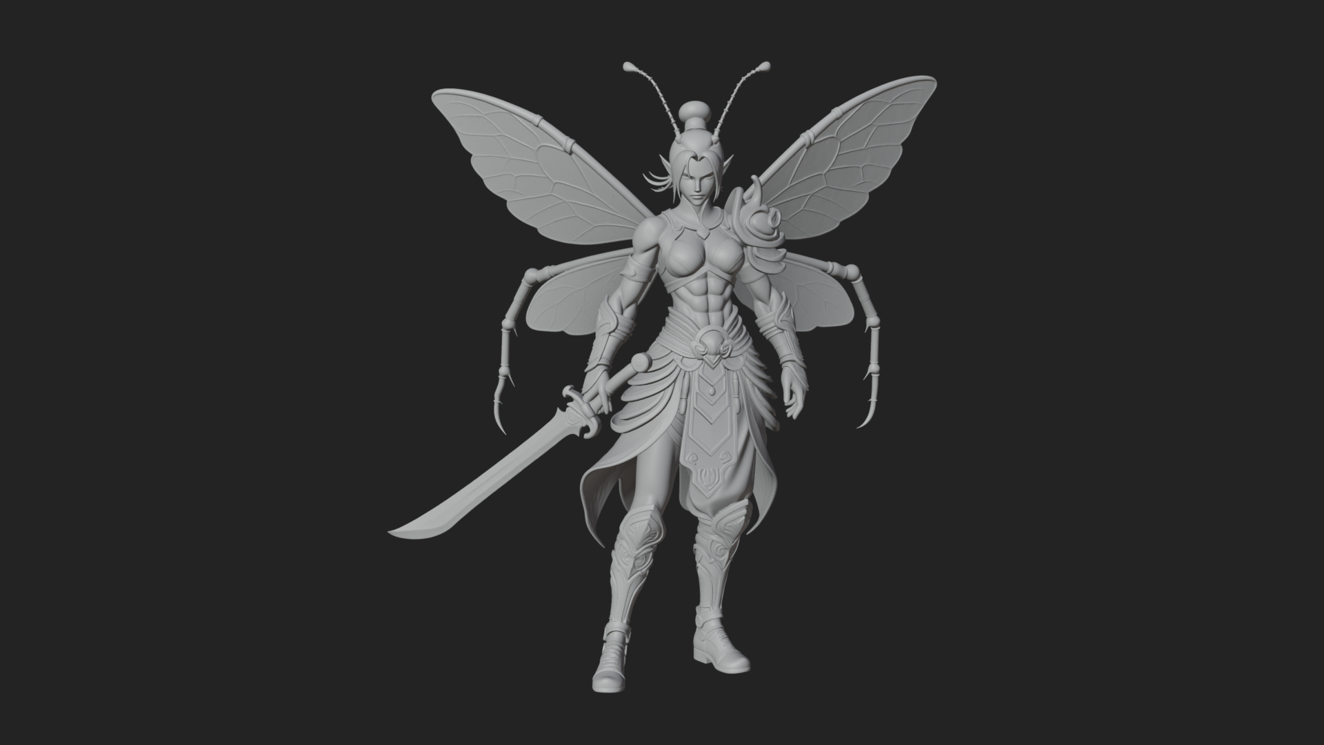 Butterfly Wing Fairy Statue Design 14 3D Print Model 3D Model