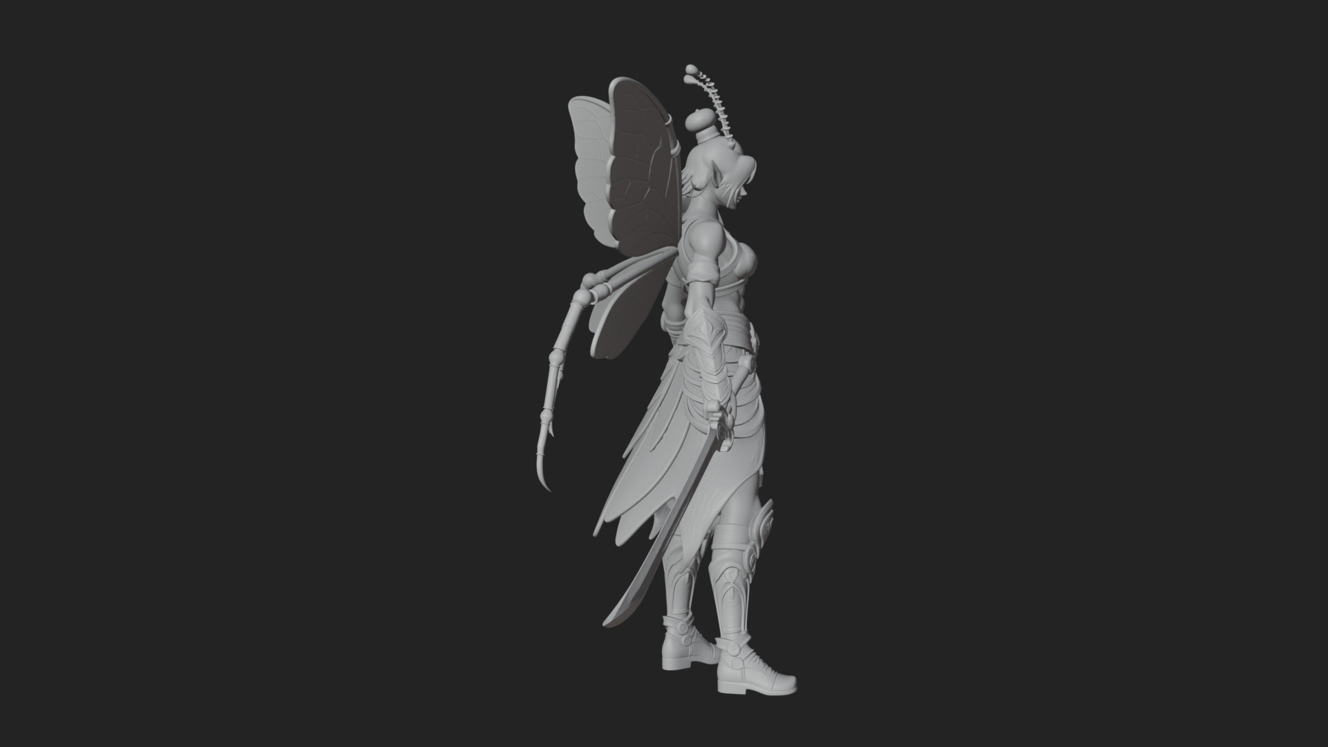 Butterfly Wing Fairy Statue Design 14 3D Print Model 3D Model